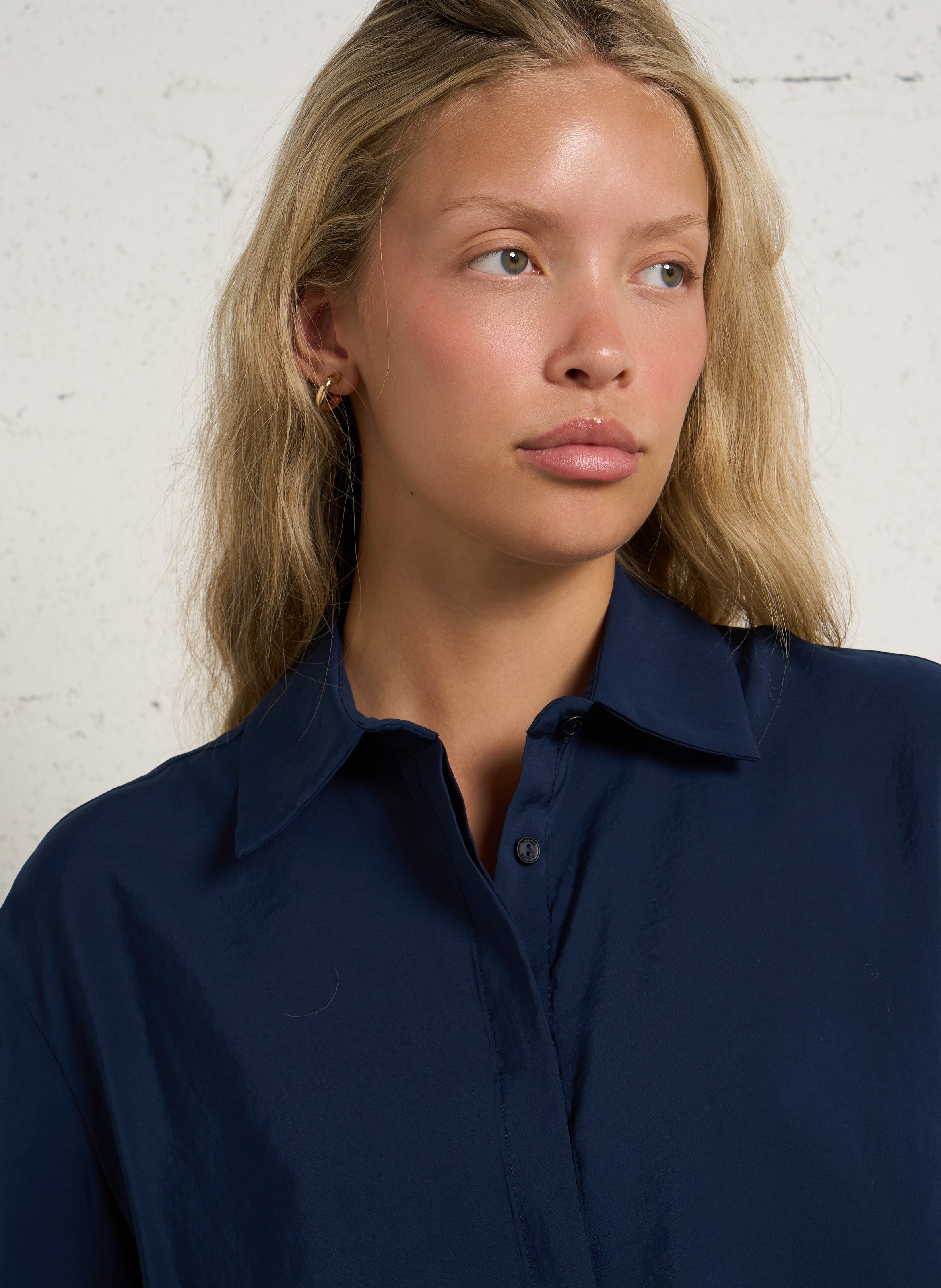 Classic-collar shirt PLEASE Blue