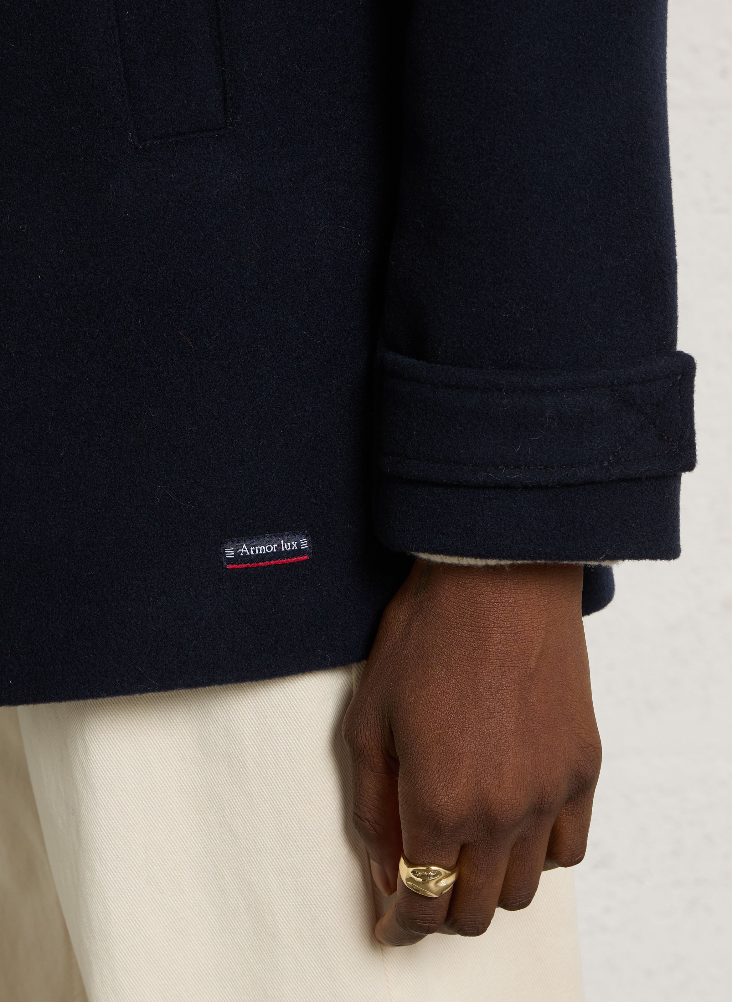 Manteau droit col tailleur en laine ARMOR LUX Bleu