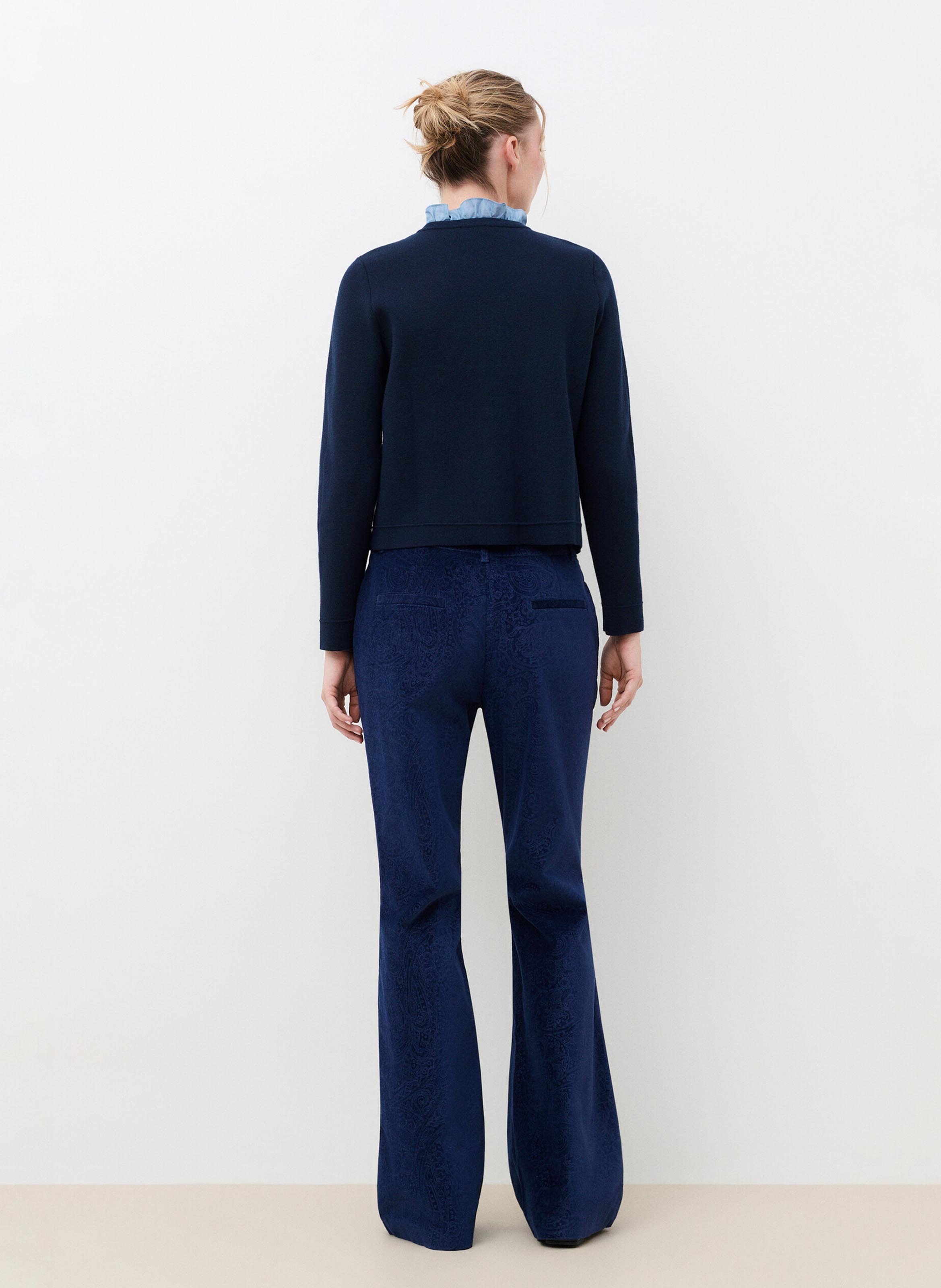 Gilet col rond en coton mélangé CAROLL Bleu