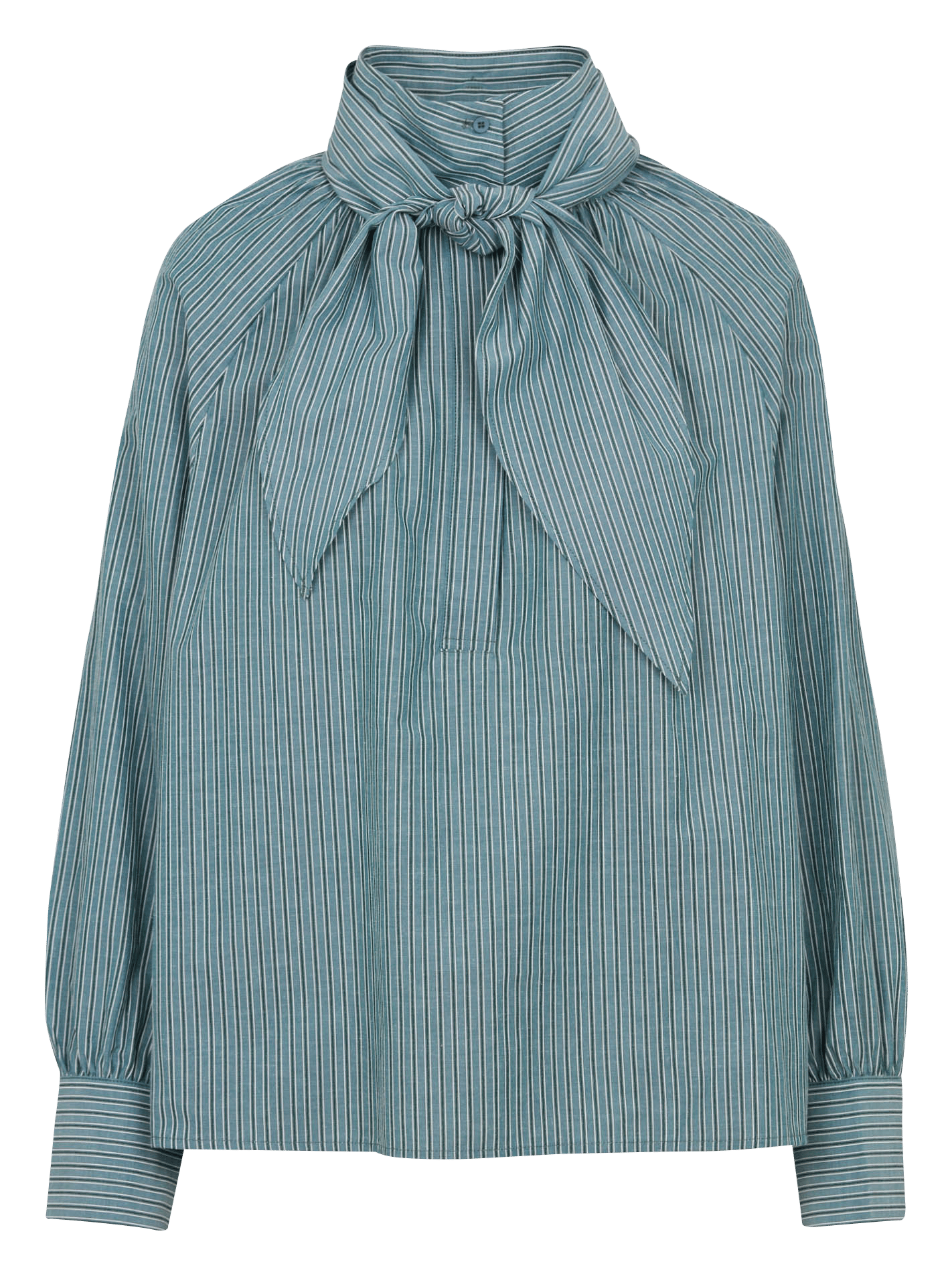 Chemise col lavallière en coton mélangé SEE U SOON Vert