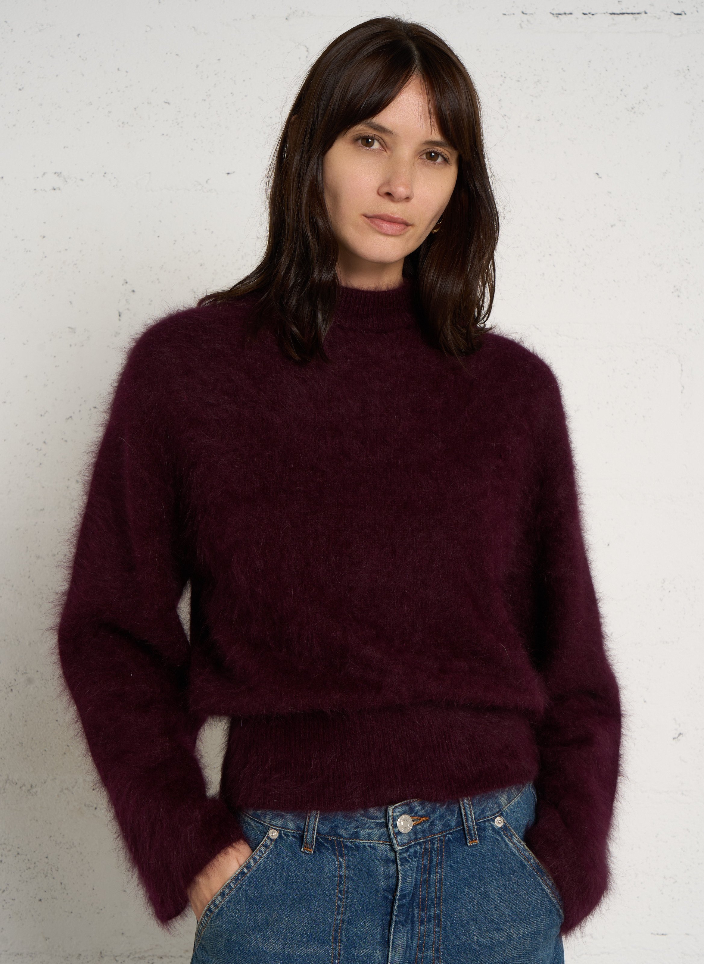Gerade geschnittener Pullover aus gemischtem Angorawolle BELLEROSE Rot