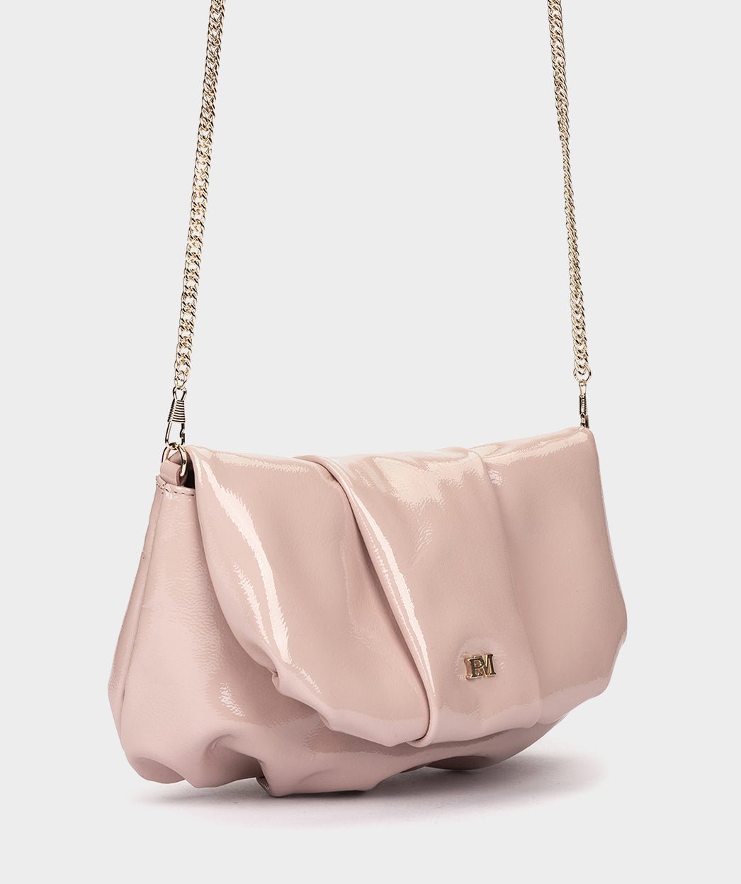 Pink patent leather evening bag. PEDRO MIRALLES Beige