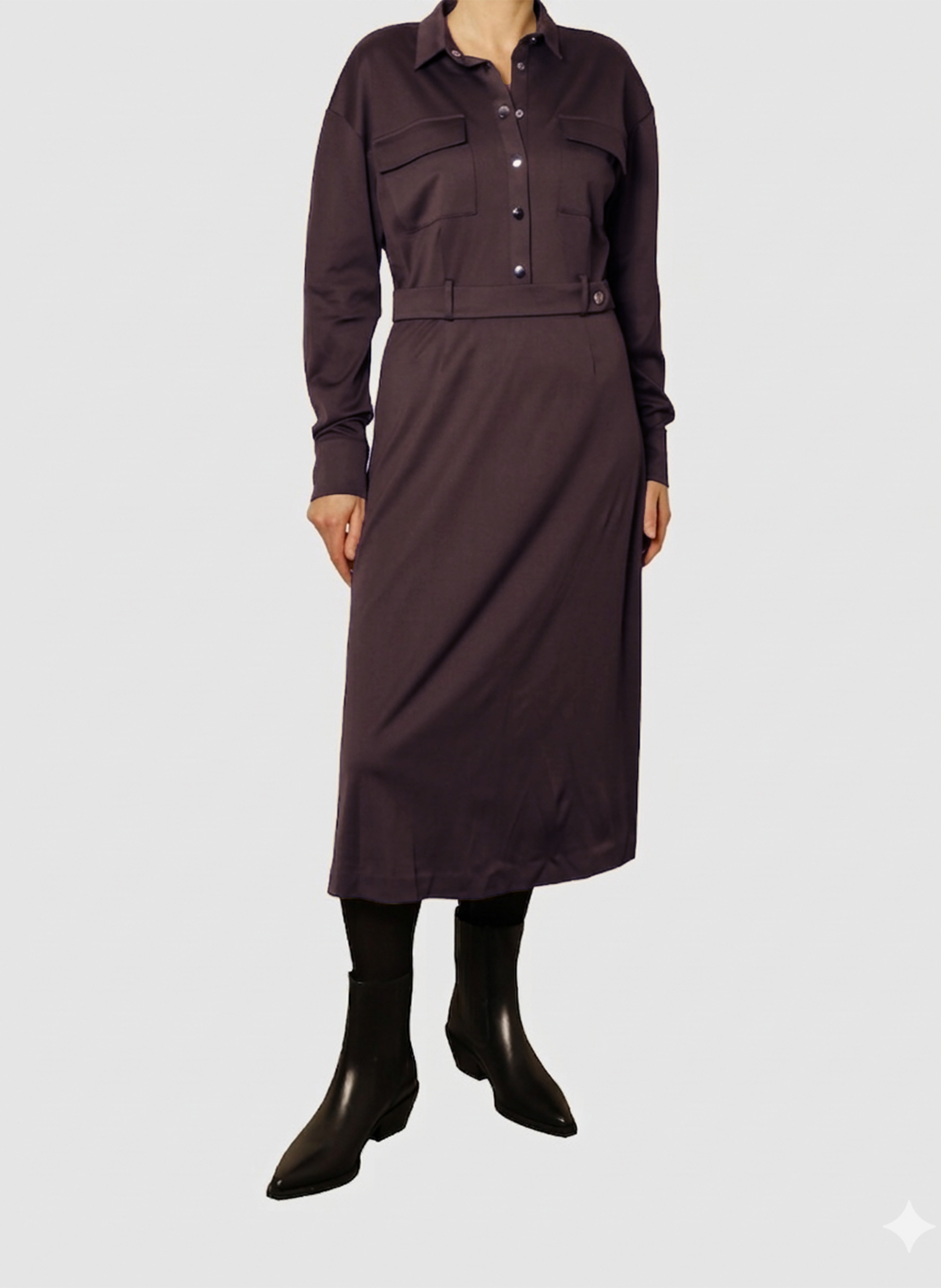 Robe chemise midi en coton IKKS Violet