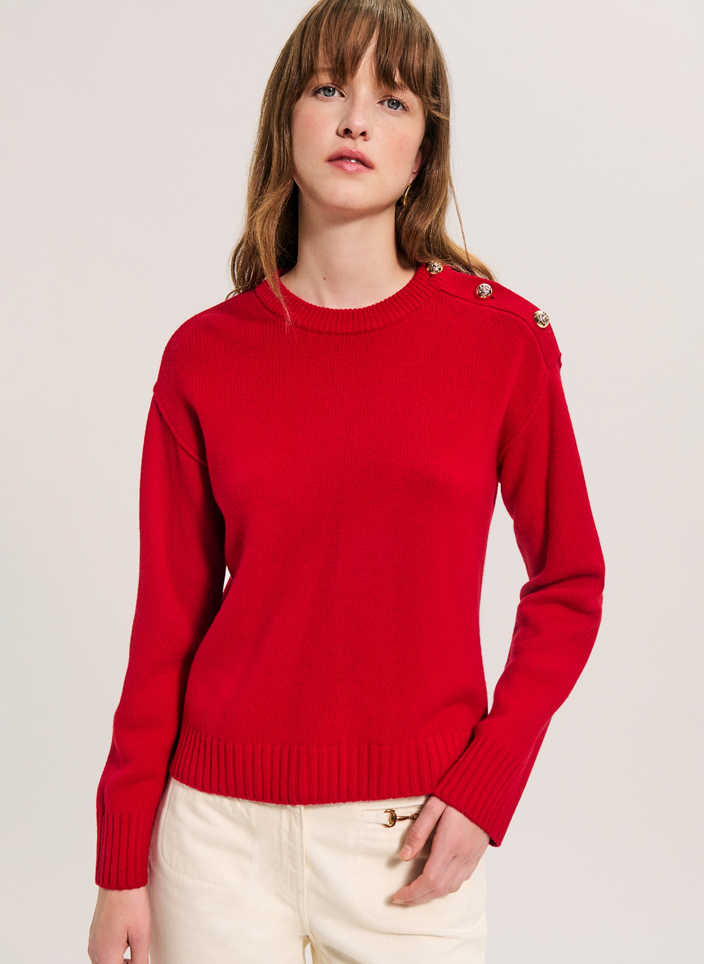 Round-neck wool sweater PABLO Red
