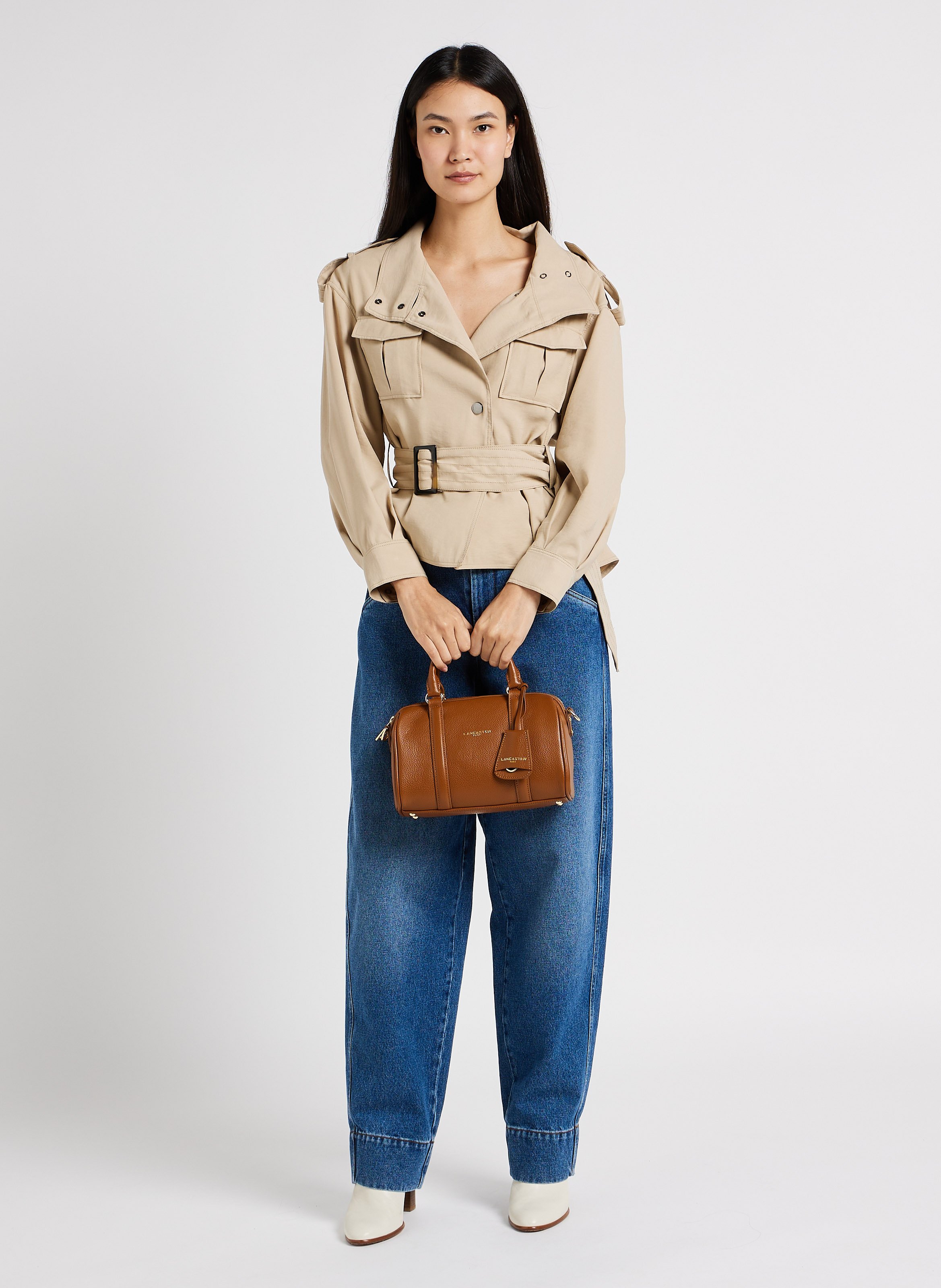 Duffeltas van korrelig leer LANCASTER PARIS Bruin