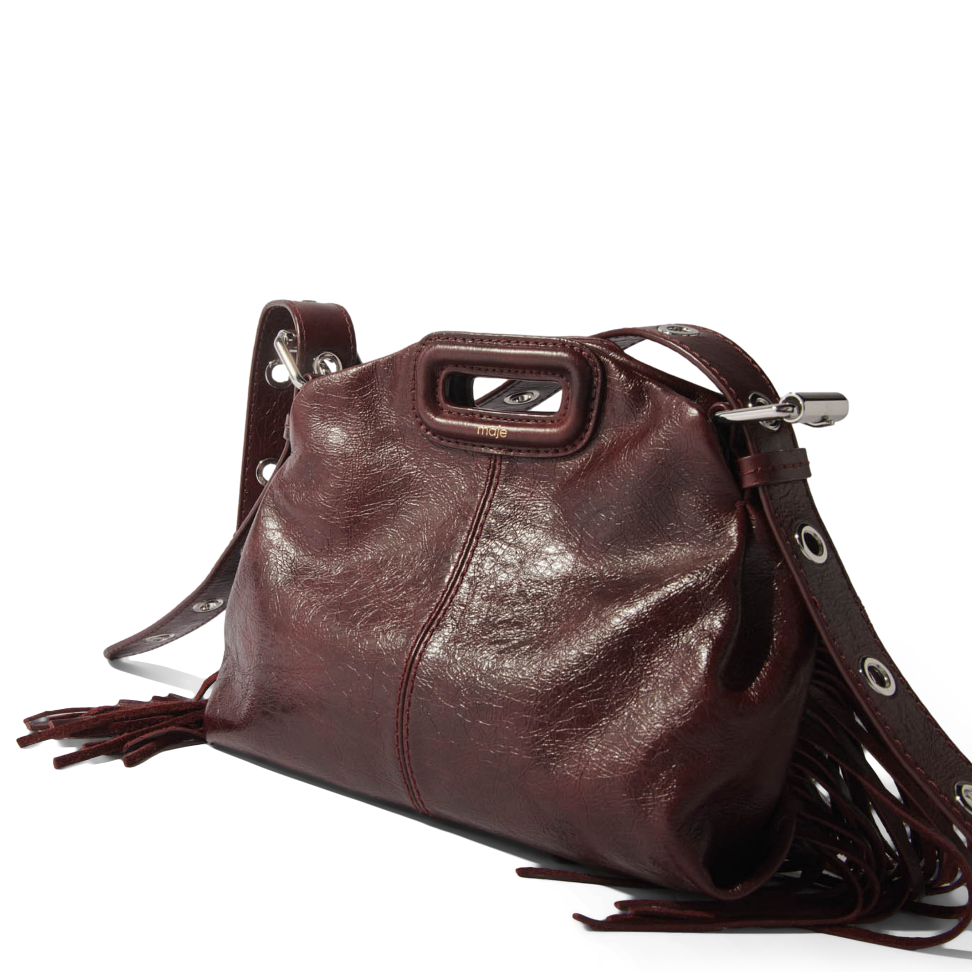 Sac porté épaule en cuir MAJE Rouge