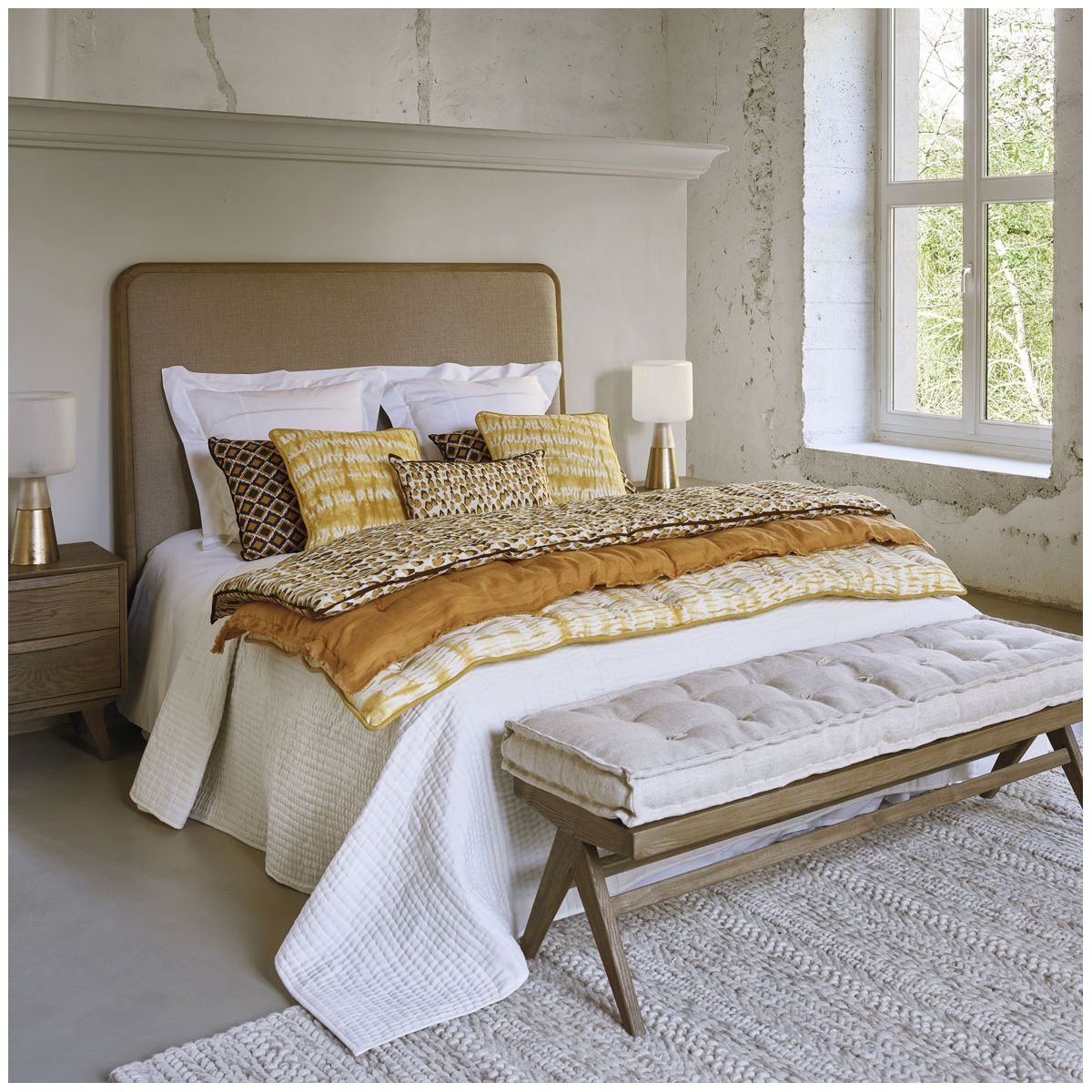 Futon bettina - 180 x 80 cm - safran BLANC D'IVOIRE Jaune