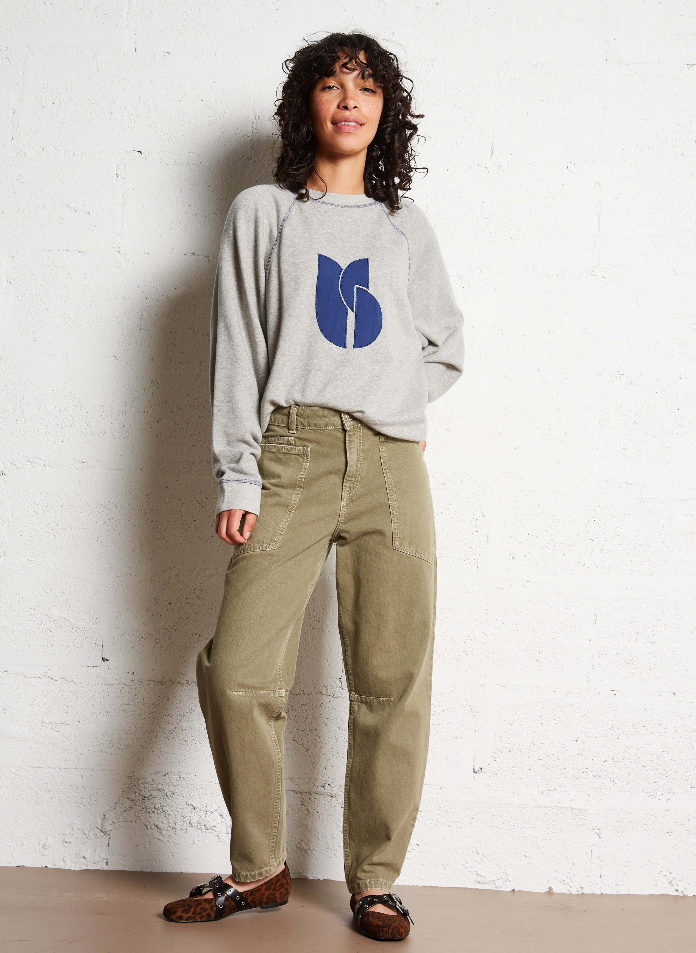 Sweat oversize col rond en coton mélangé BA&SH Noir