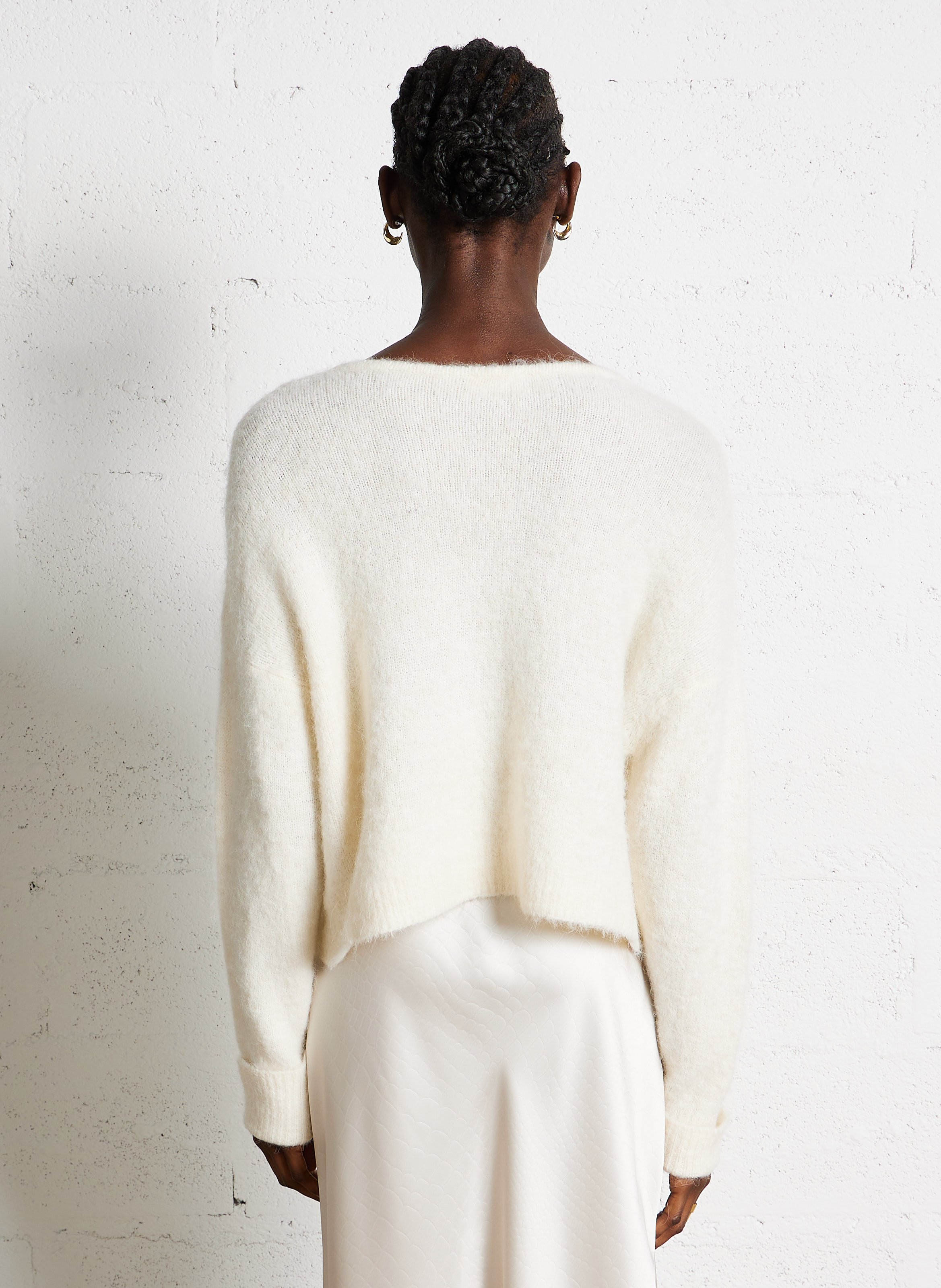 Pull oversize à col V AMERICAN VINTAGE Beige