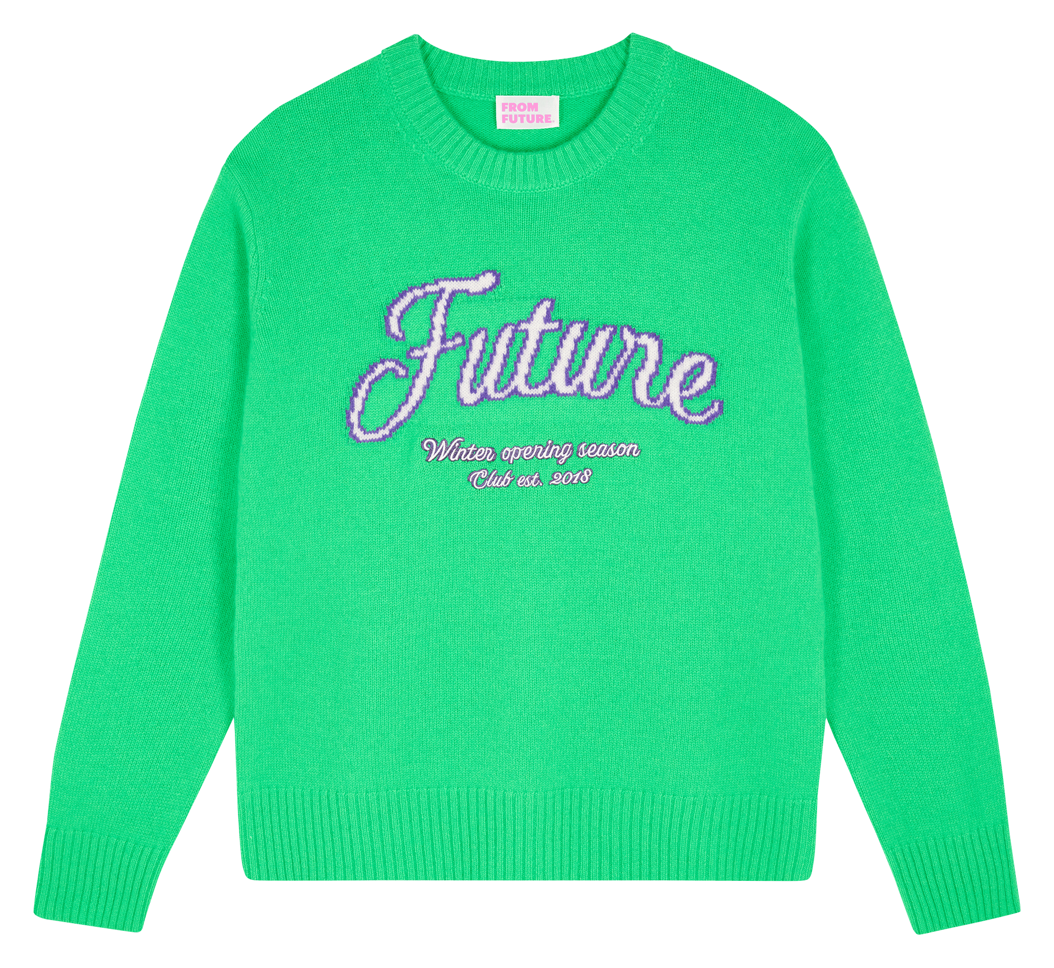 Embroidered round-neck cashmere sweater Utopic green From Future - Women  WPR02204 | Place des Tendances