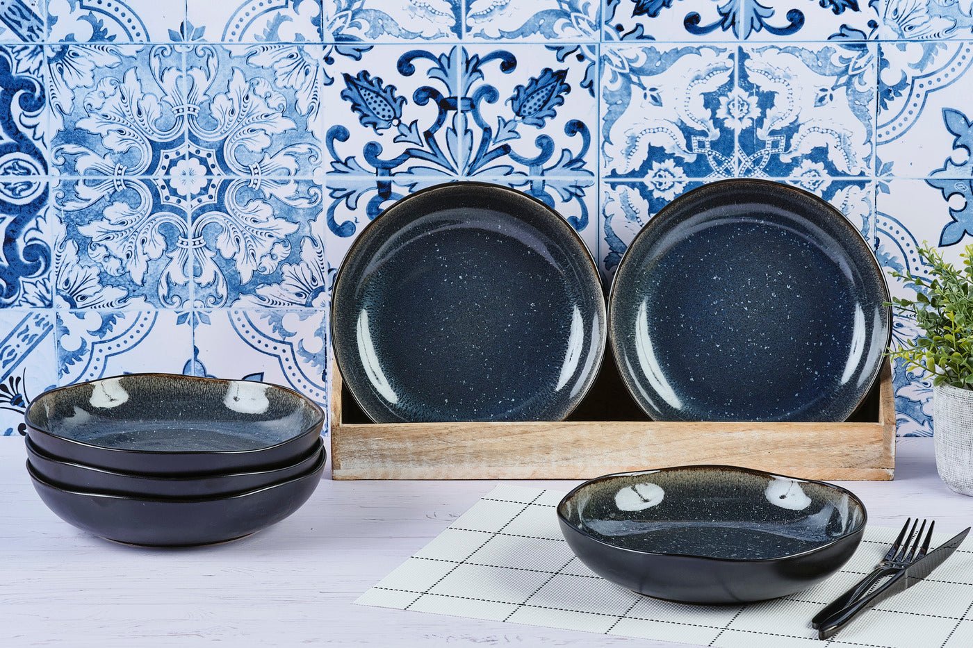 Deep plate iris ø22.5cm - 6 pieces - midnight blue BJORN Blue