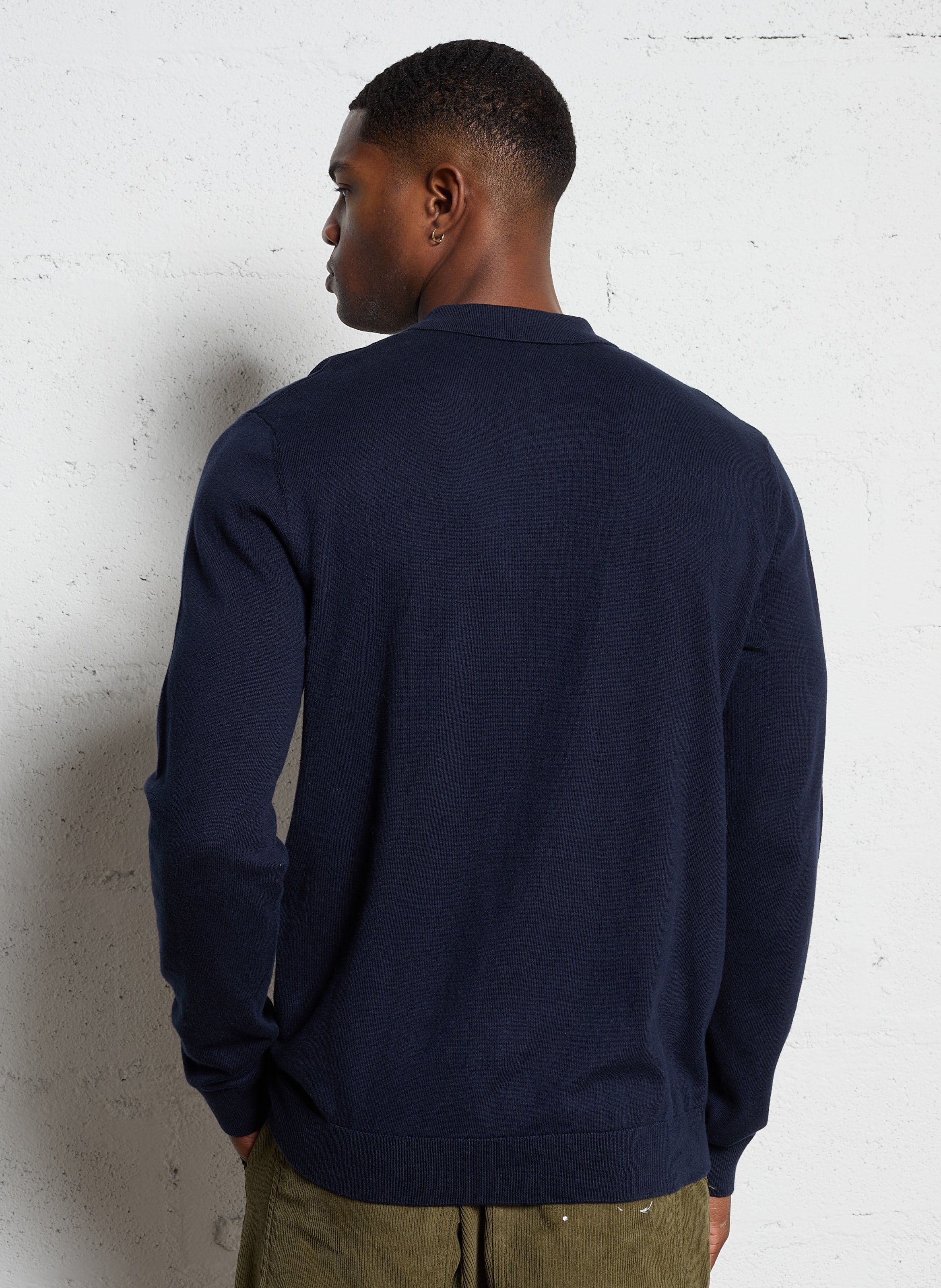 Straight fit cotton polo neck sweater SELECTED Blue