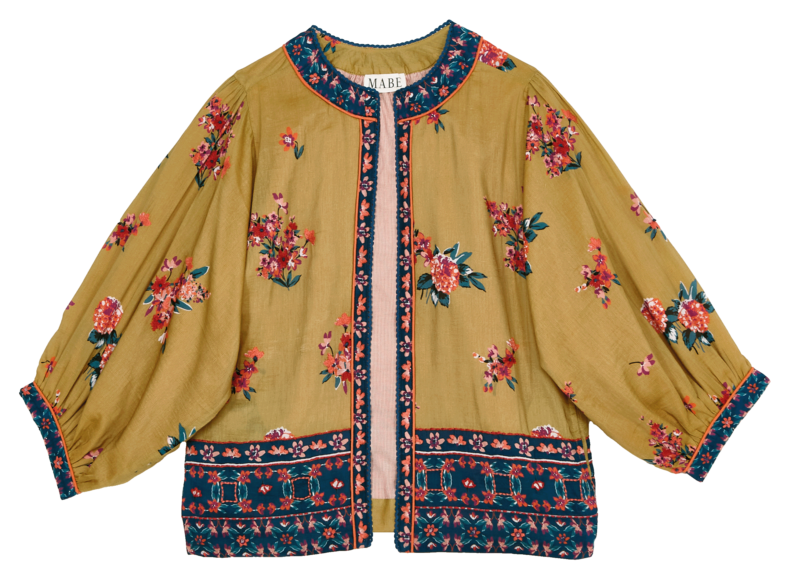 Veste col rond en coton M.A.B.E Jaune