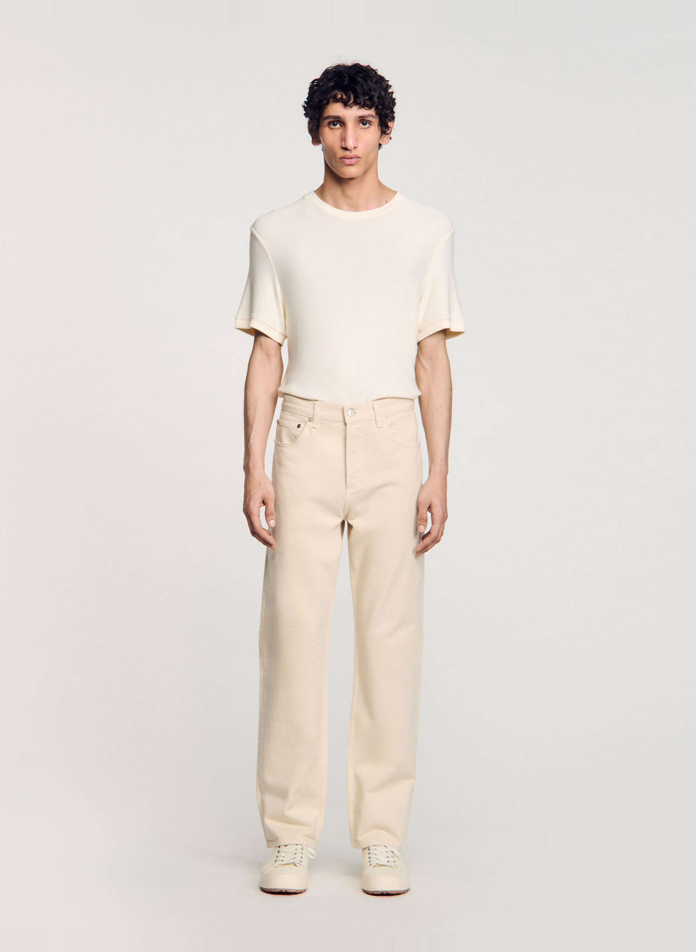 Jean droit en coton  SANDRO Blanc