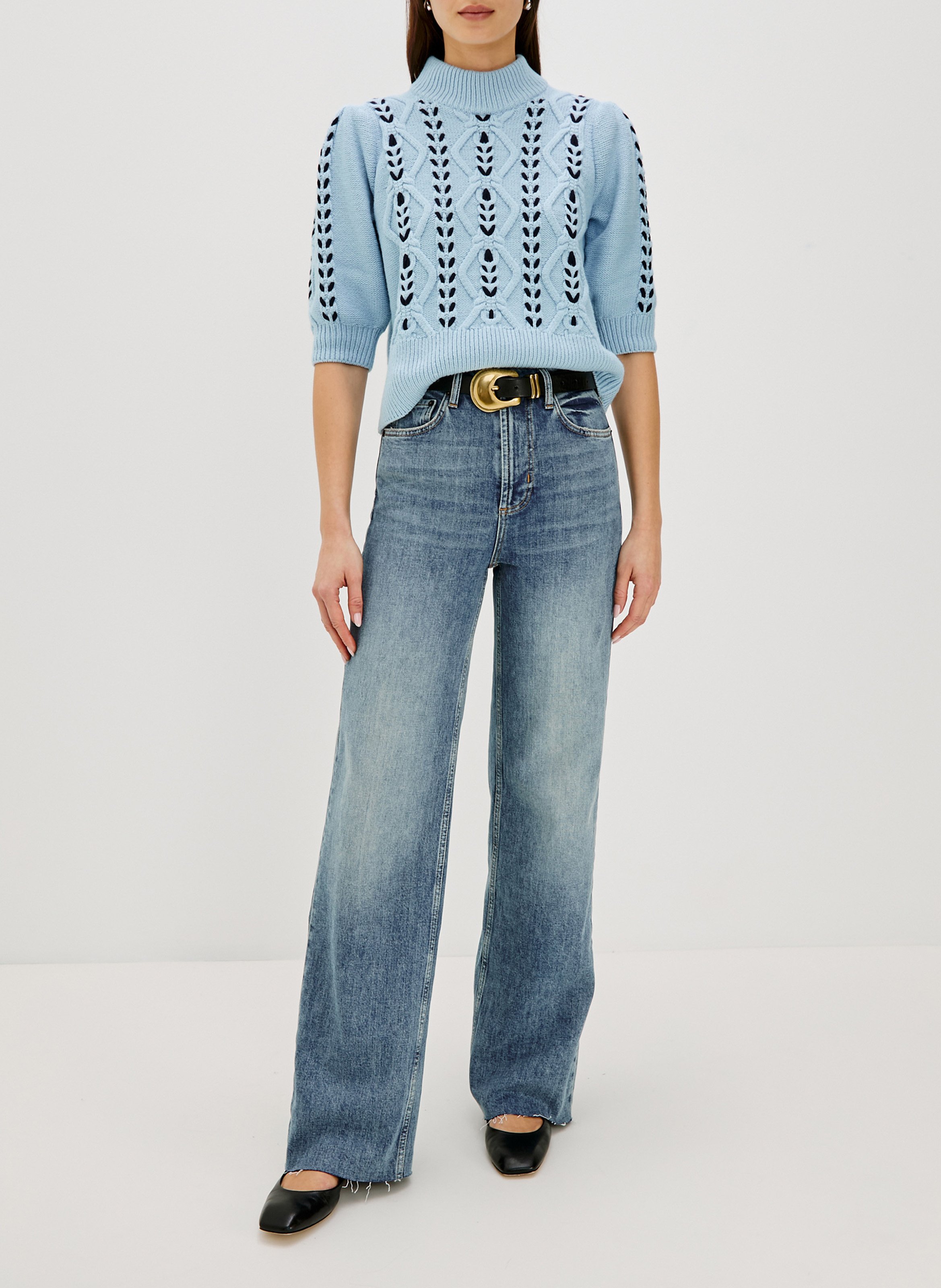 Pull col montant en coton mélangé RAILS Bleu