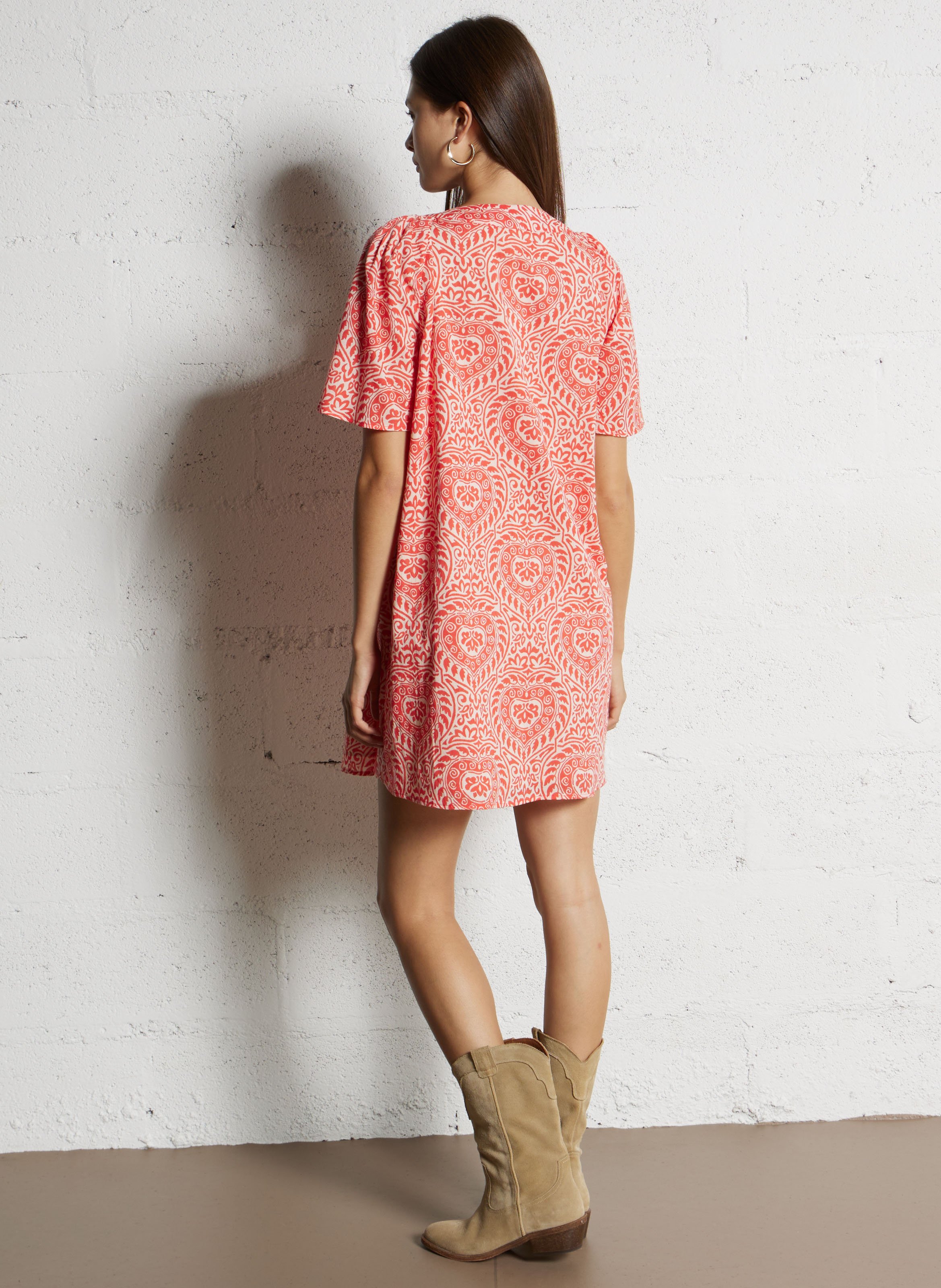 Robe courte en coton imprimé MAISON 123 Orange