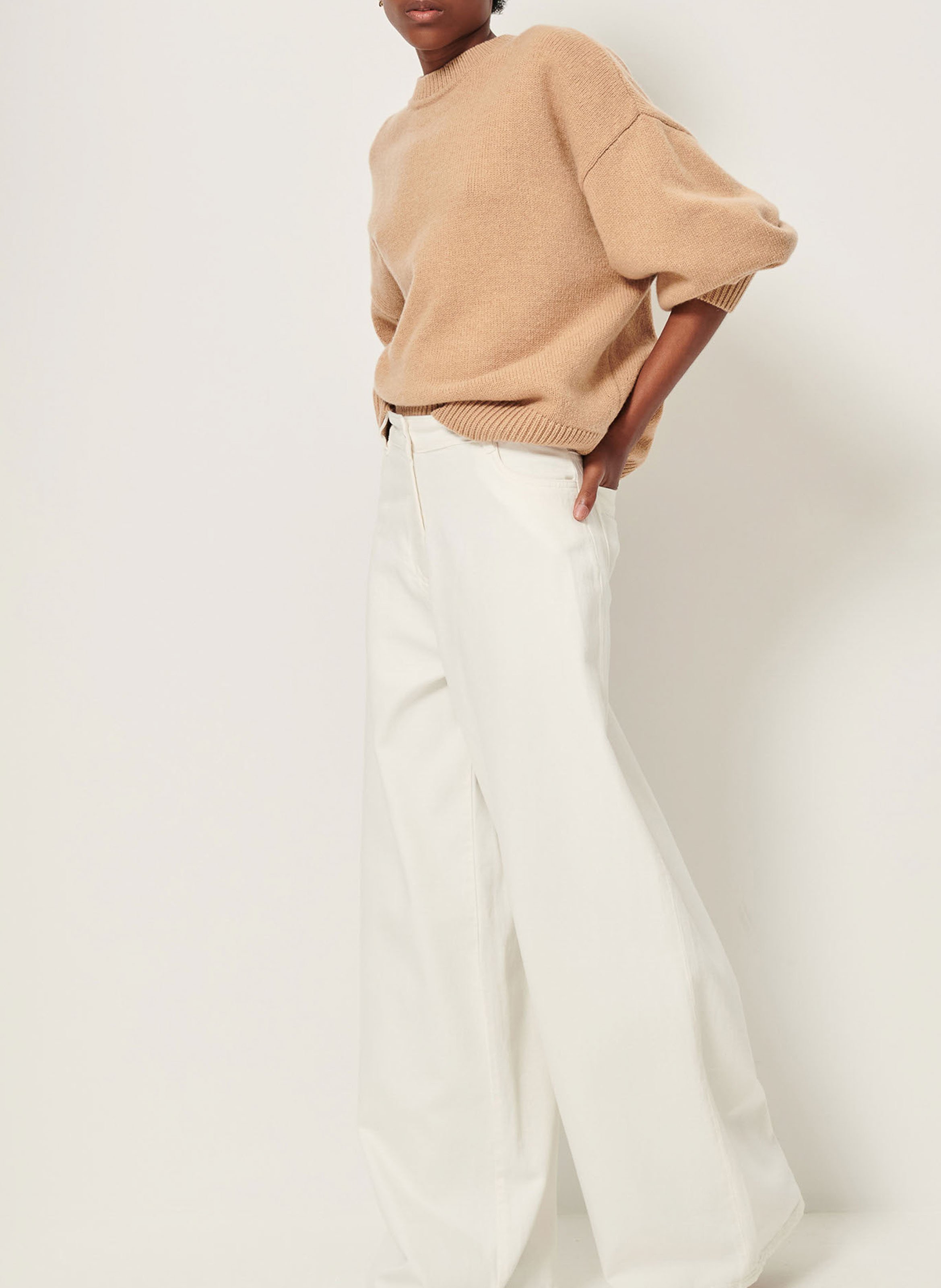 Sweat col rond en laine et en cachemire mélangés SESSUN Beige