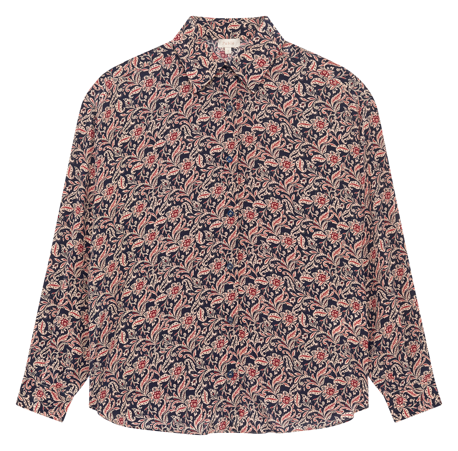 Chemise oversize col classique imprimée PABLO Bleu