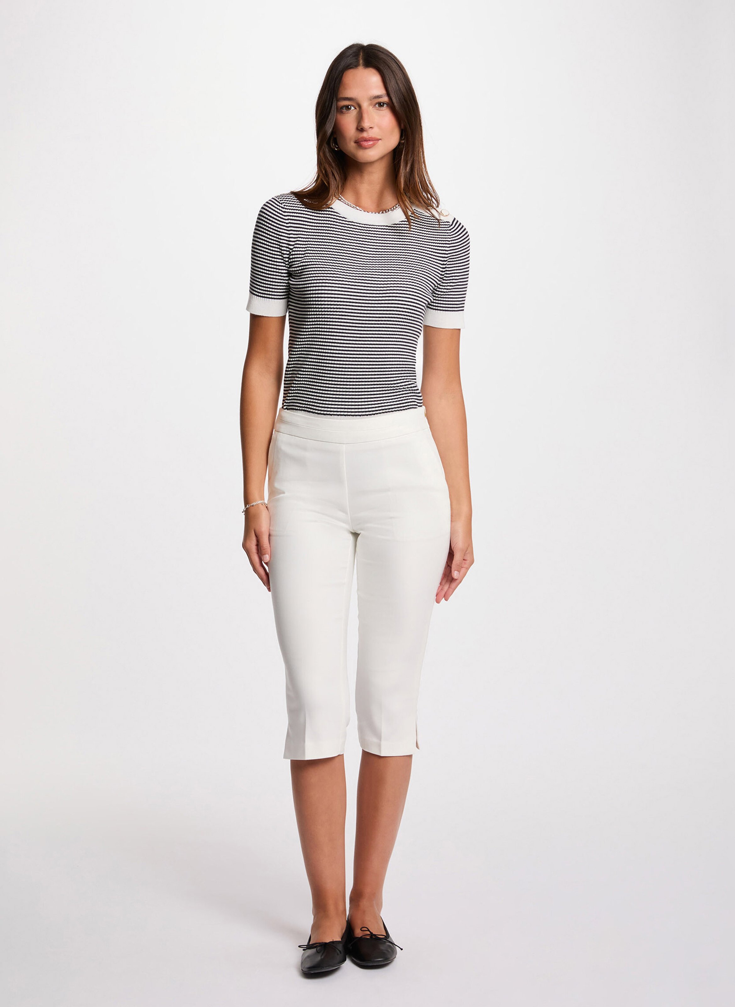 Pull col rond rayé MORGAN Bleu