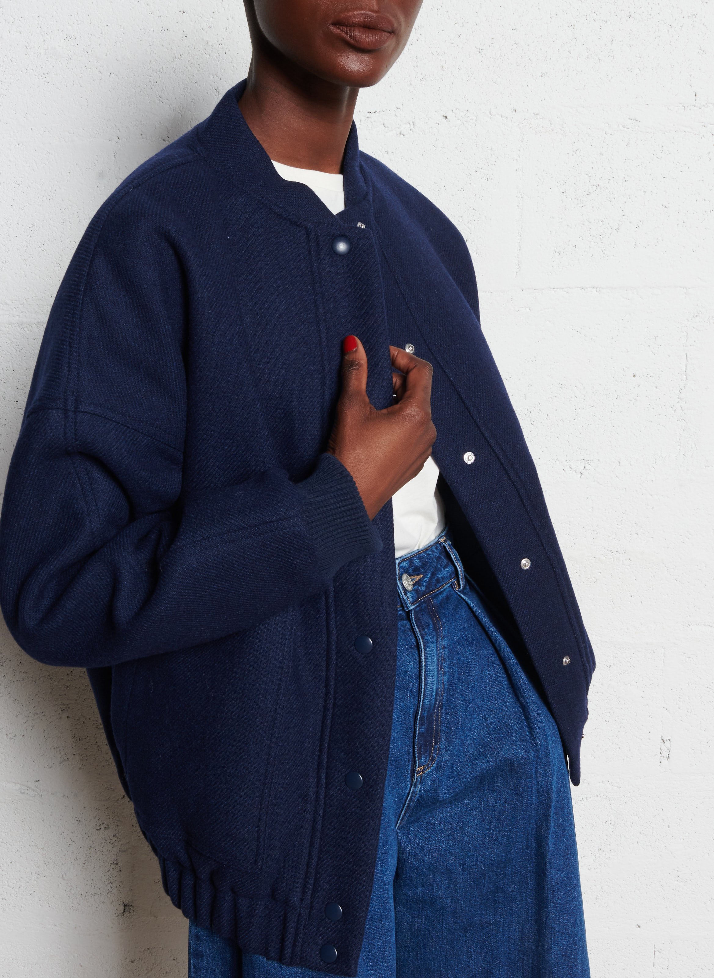 Jas met teddy kraag van gemengde wol THE NEW SOCIETY Blauw