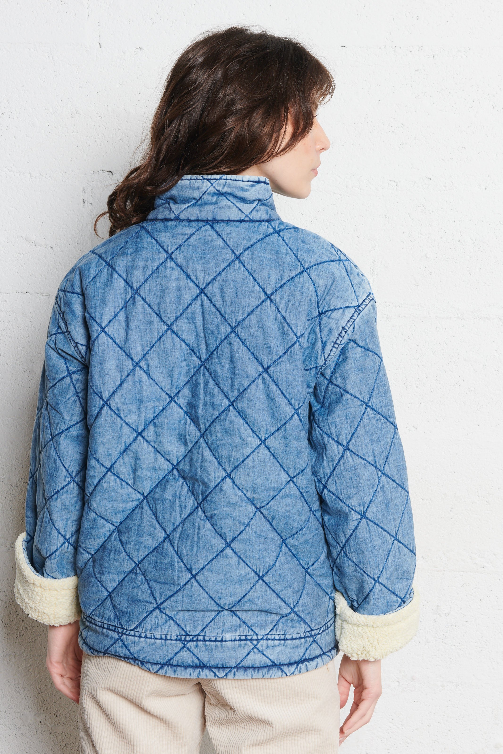 Quilted denim high-neck jacket MAISON 123 Blue