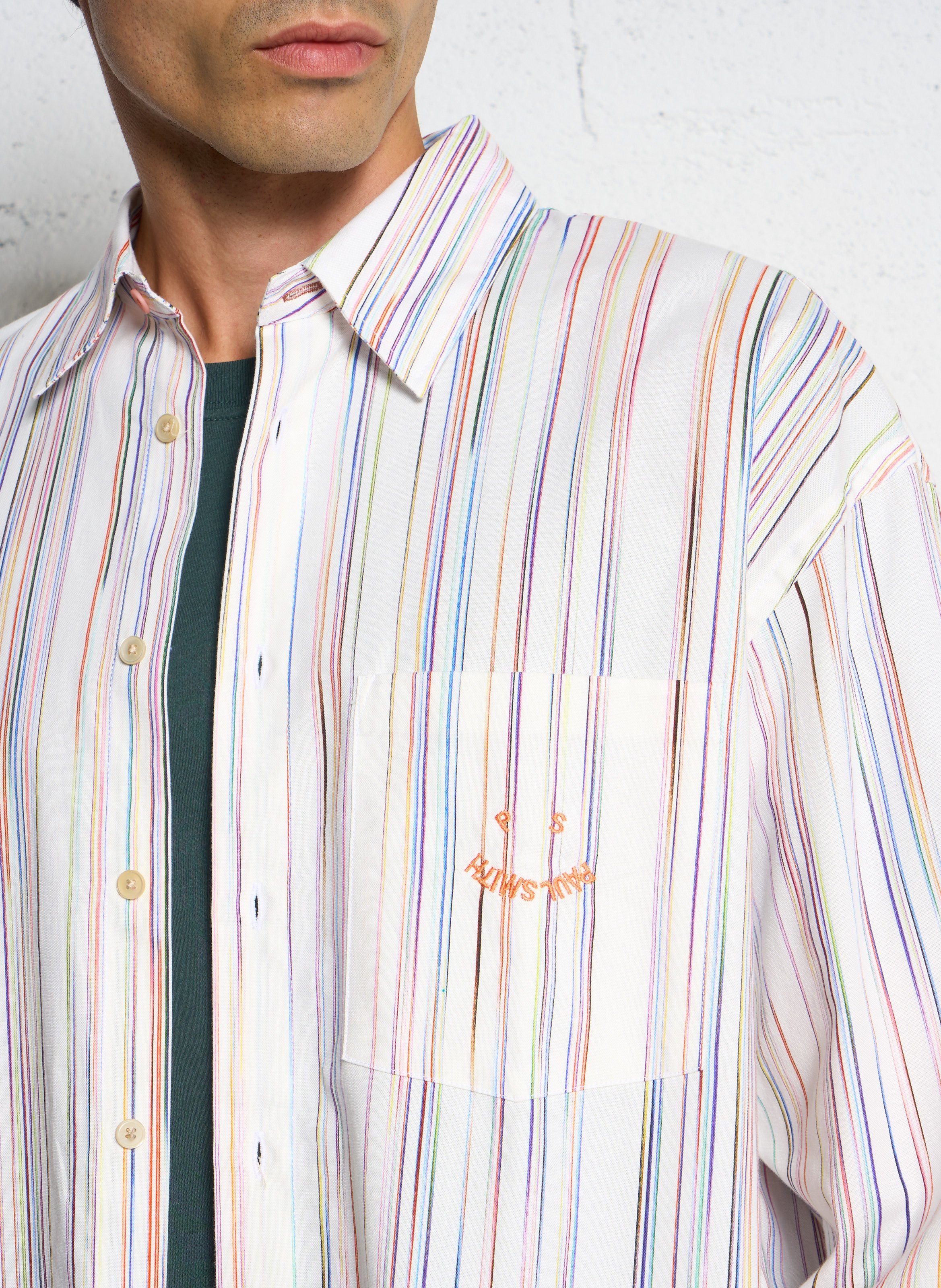 Oversized striped organic cotton shirt PAUL SMITH White