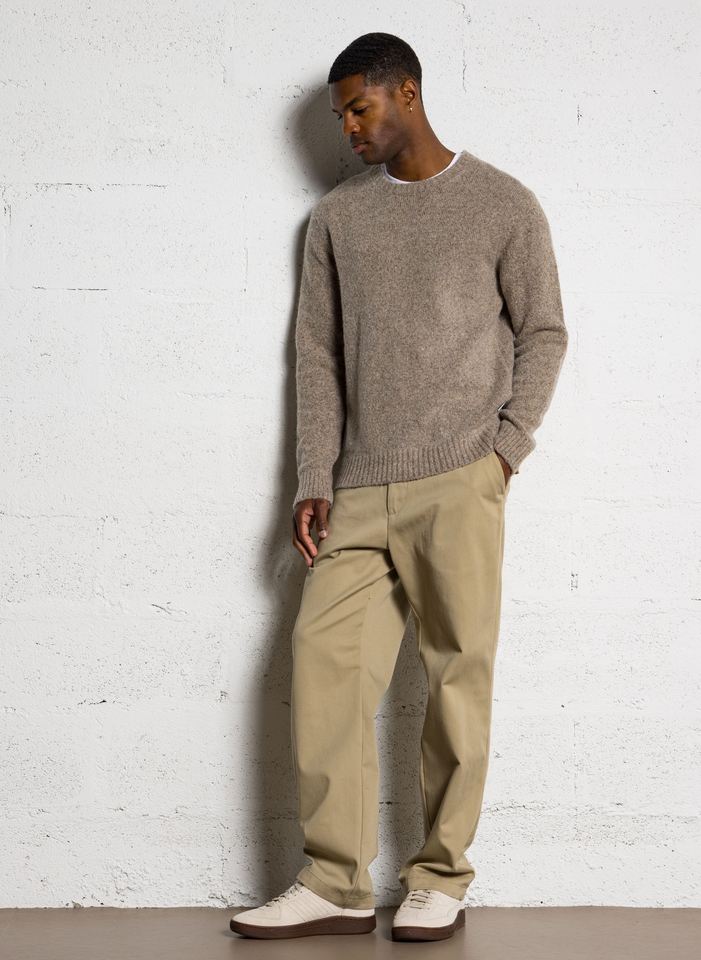 Oversize round-neck knit sweater MINIMUM Beige