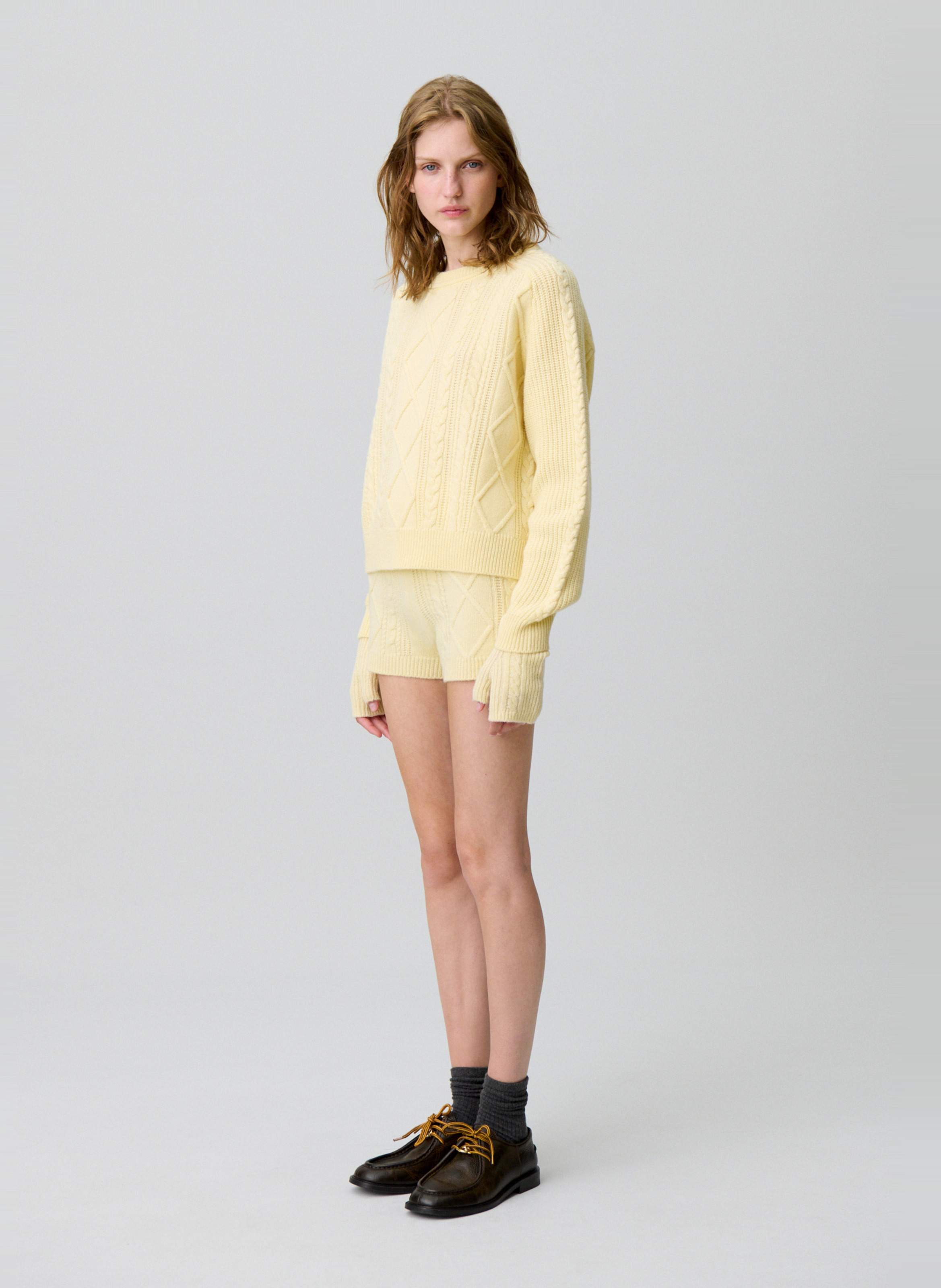 Pull col rond en laine mélangée  CLAUDIE PIERLOT Jaune