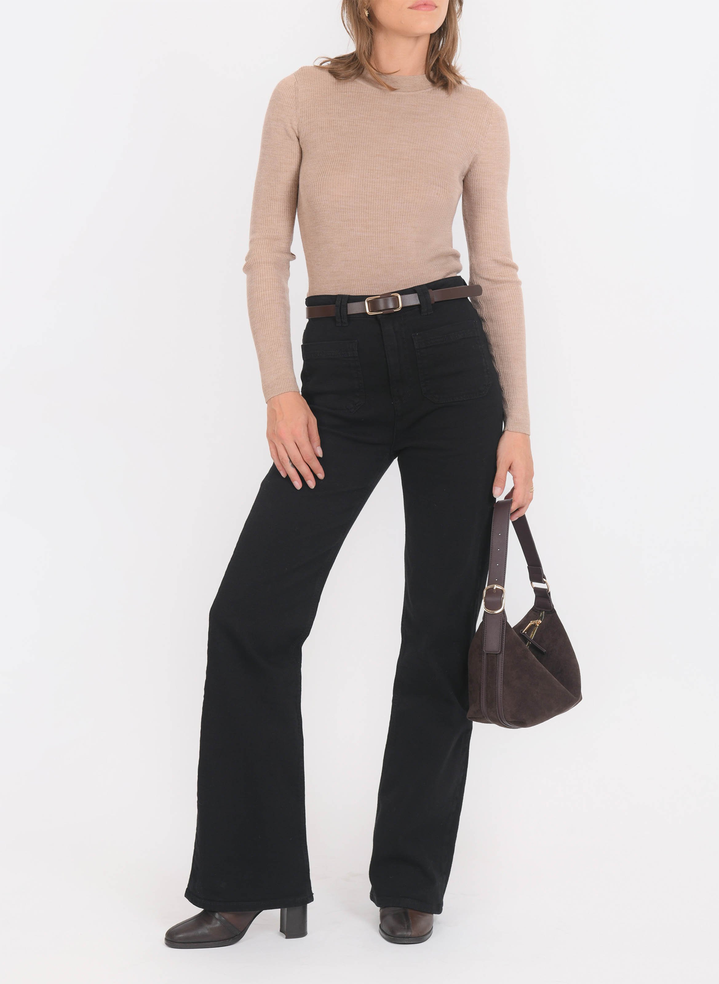 Pull col rond en laine mélangée KOOKAI Beige