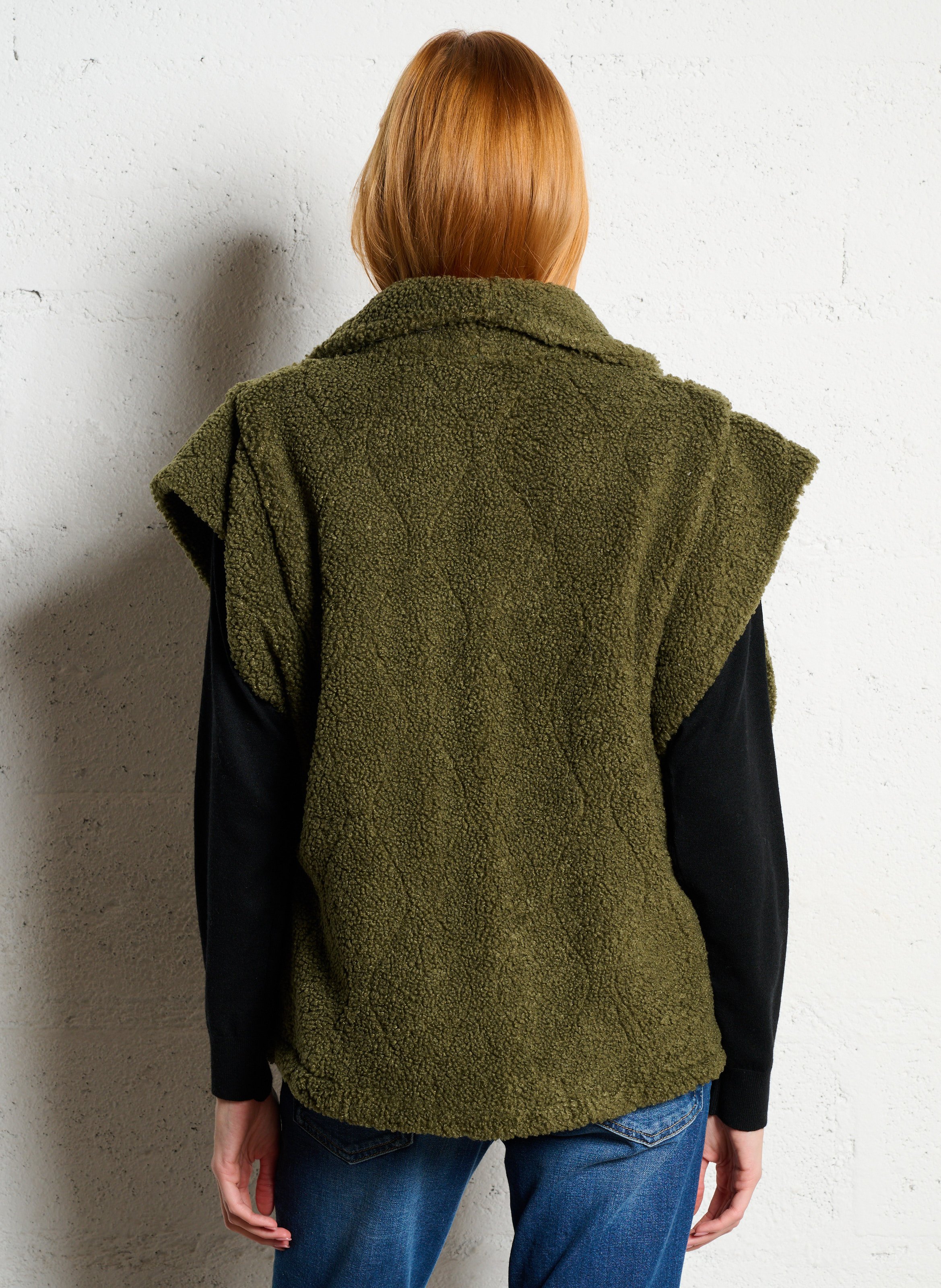 Oversize Mantel mit Schalkragen aus Sherpa AOKYANOS Khaki