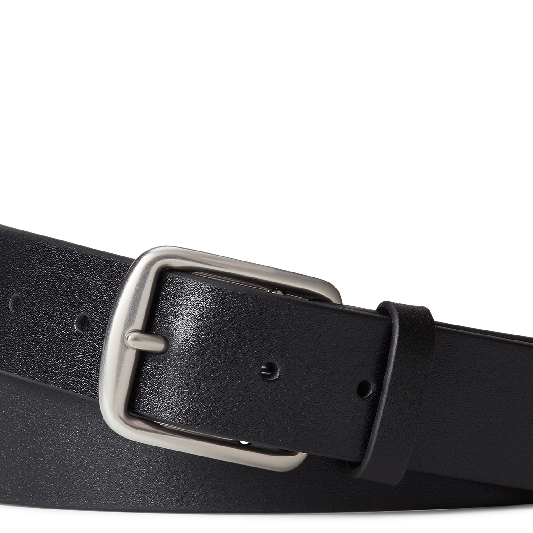 Ceinture unie à boucle en cuir POLO RALPH LAUREN Noir