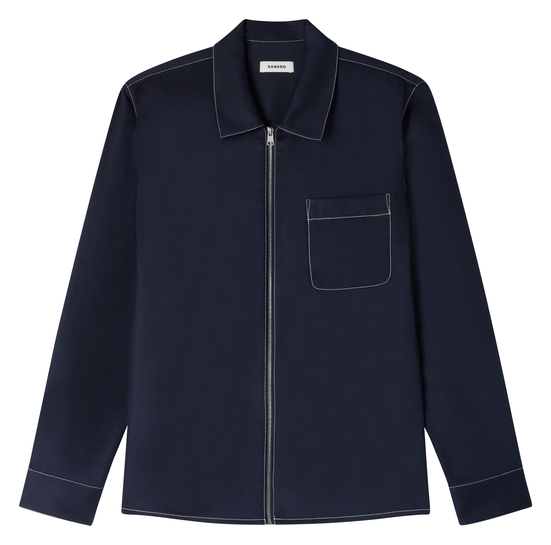 Oversized overhemd met ritssluiting en stiksels SANDRO Blauw