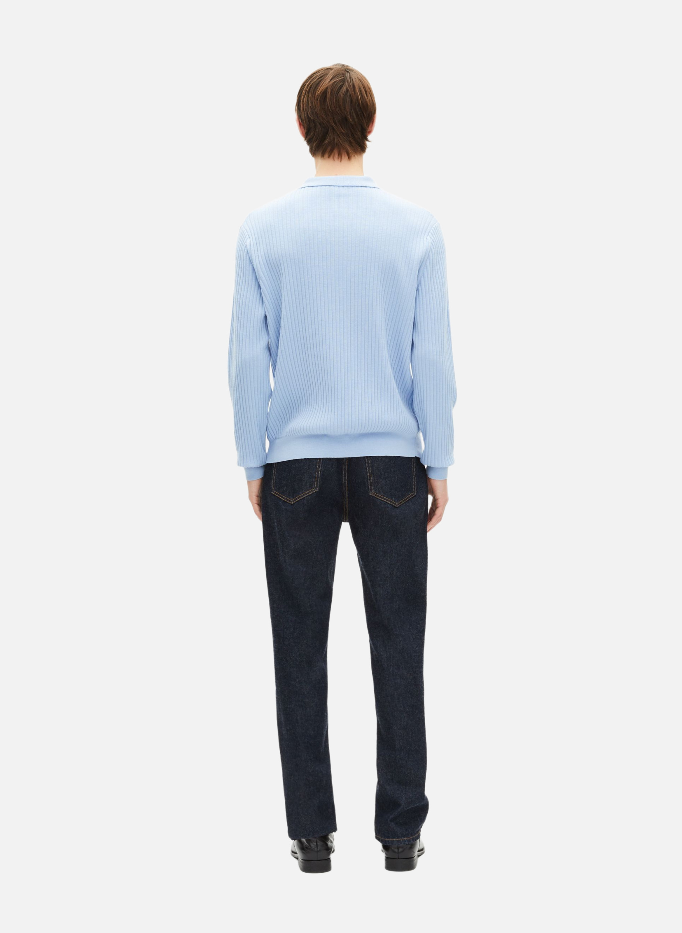 Merino wool sweater with polo collar THE KOOPLES Blue