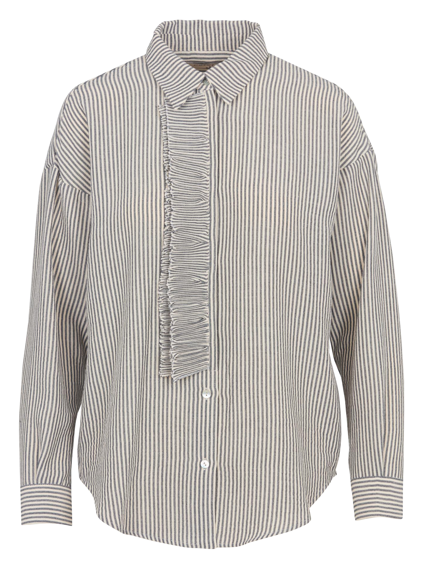 Straight striped shirt with classic collar COTELAC White