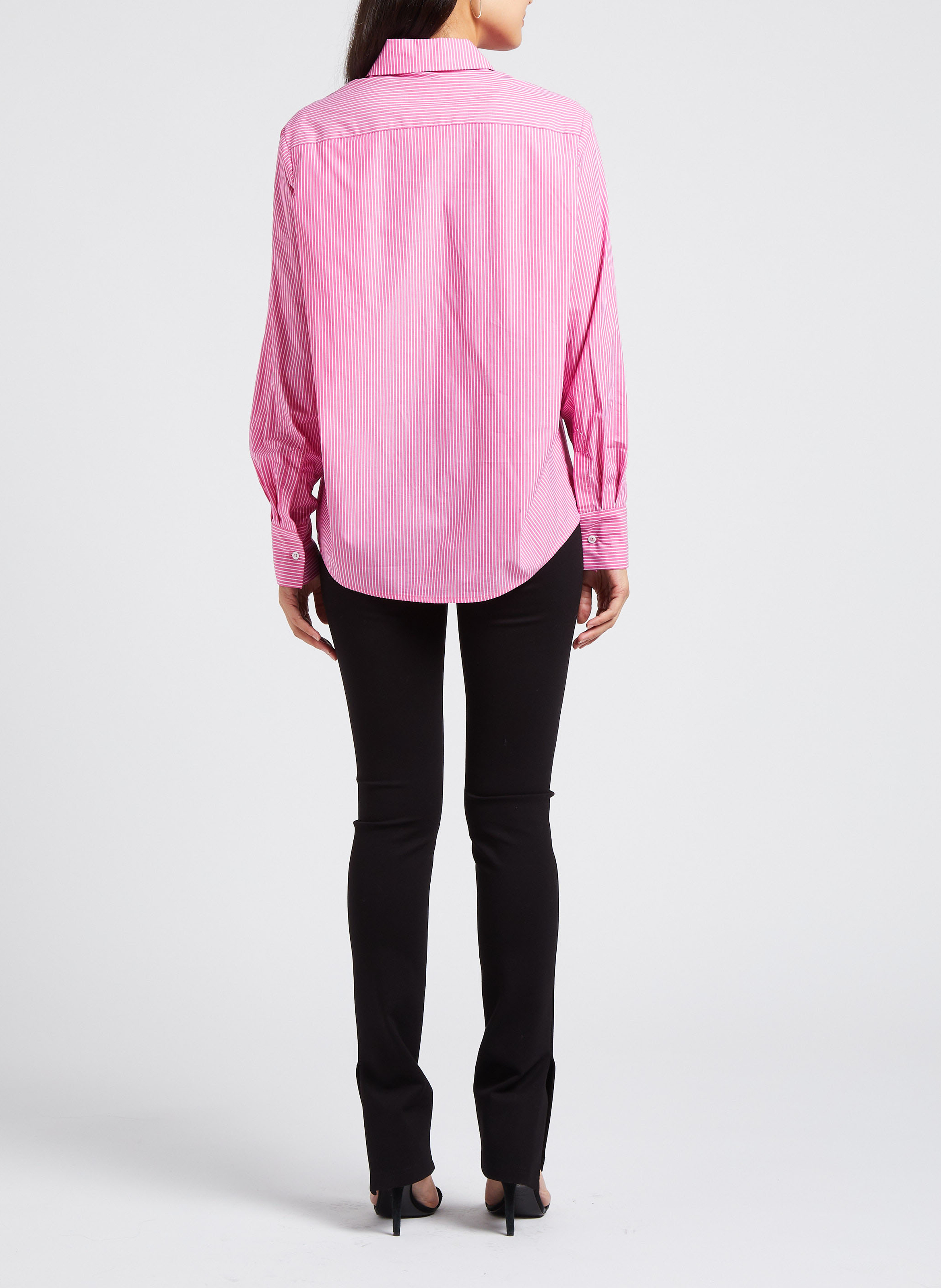 Recht, gestreept, katoenen overhemd met klassieke kraag COLLECTORS CLUB Roze