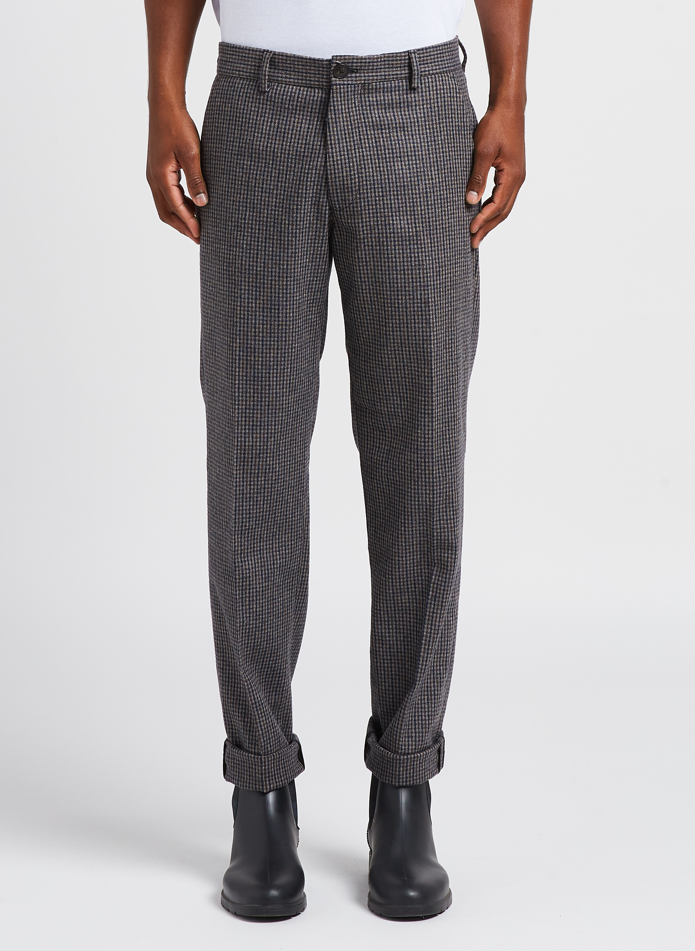Pantalon droit en laine mélangée SELECTED Gris