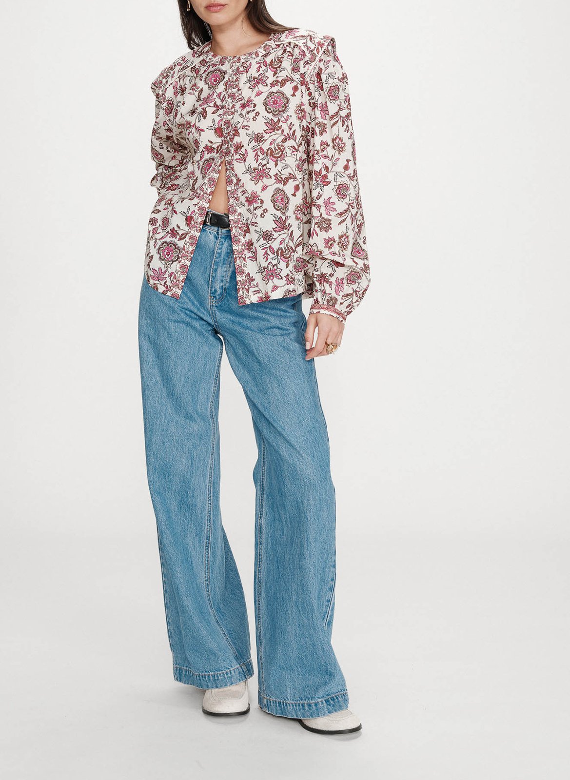 Blouse col rond droite imprimée GRACE ET MILA Rose