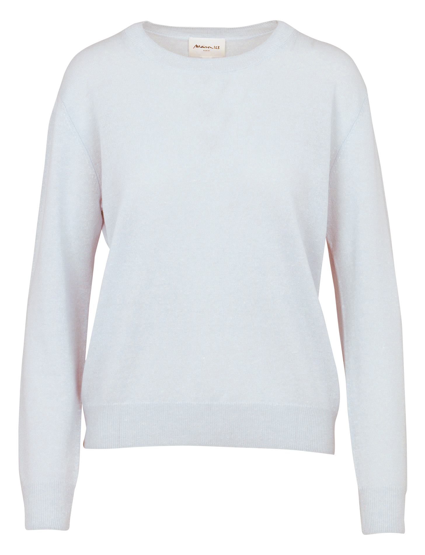 Pull droit uni en cachemire et lin MAISON 123 Bleu