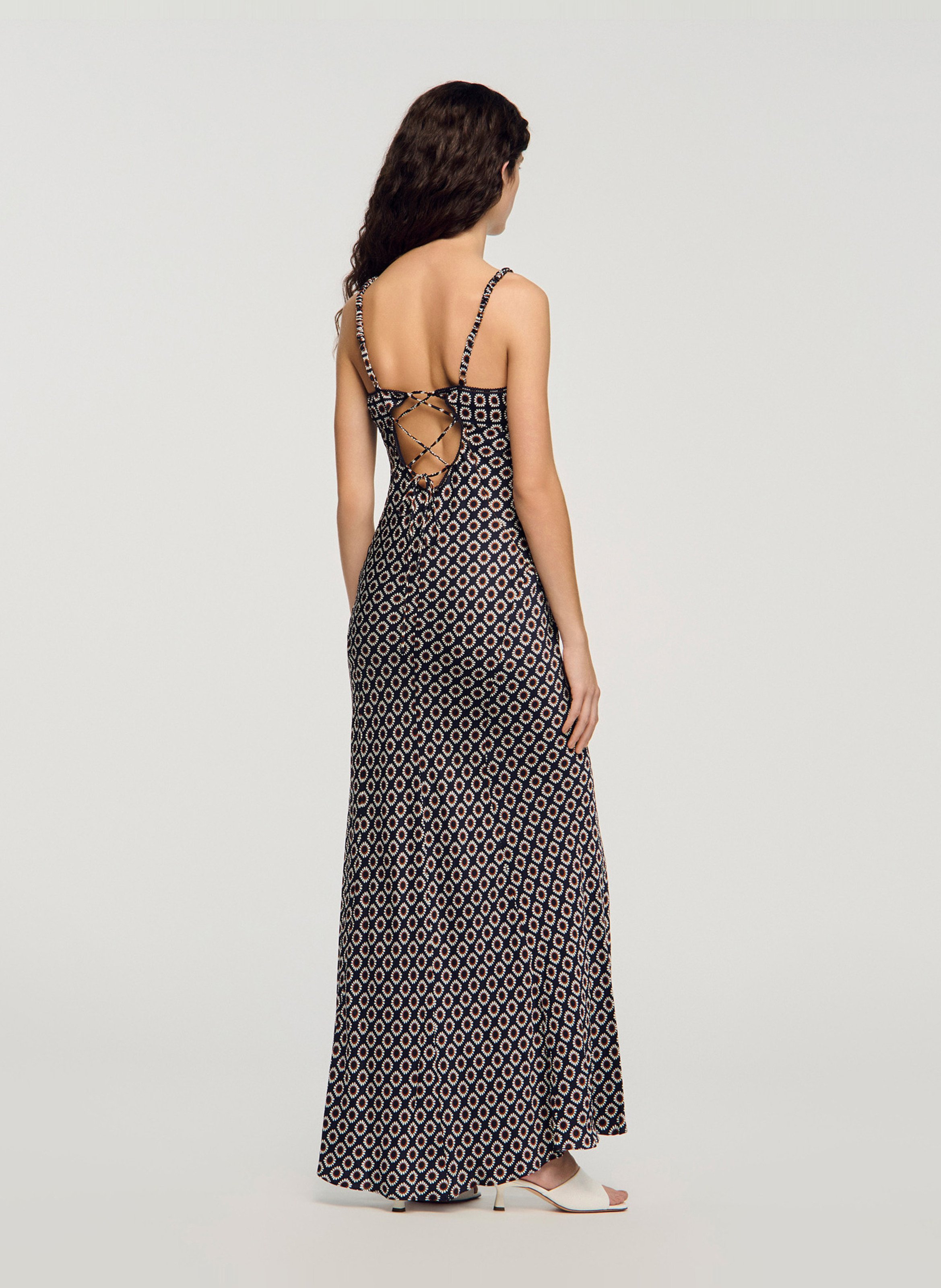 Robe longue imprimée esprit lingerie SANDRO Bleu