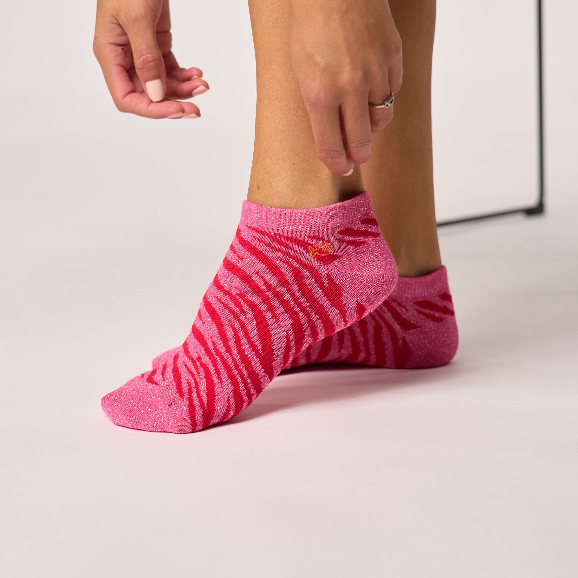 Combed cotton zebra ankle socks BILLYBELT Pink
