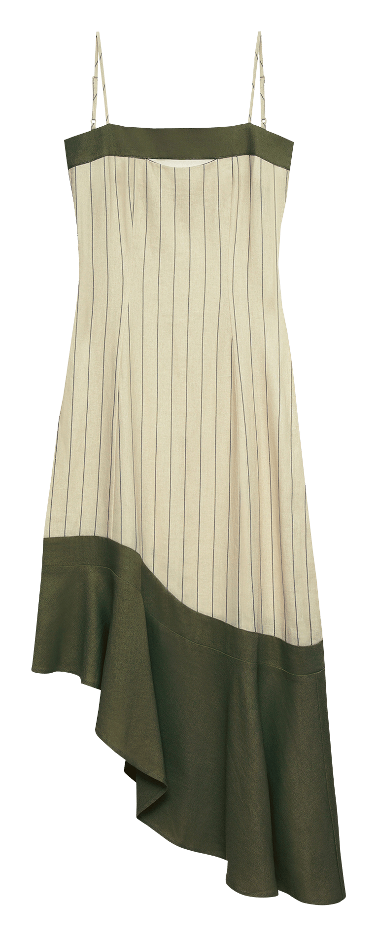 Robe longue asymétrique en coton mélangé LAAGAM Khaki