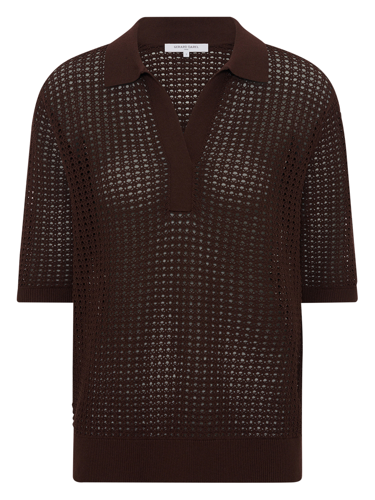 Gerader Poloshirt aus gemischter Baumwolle mit Lochmuster GERARD DAREL Braun