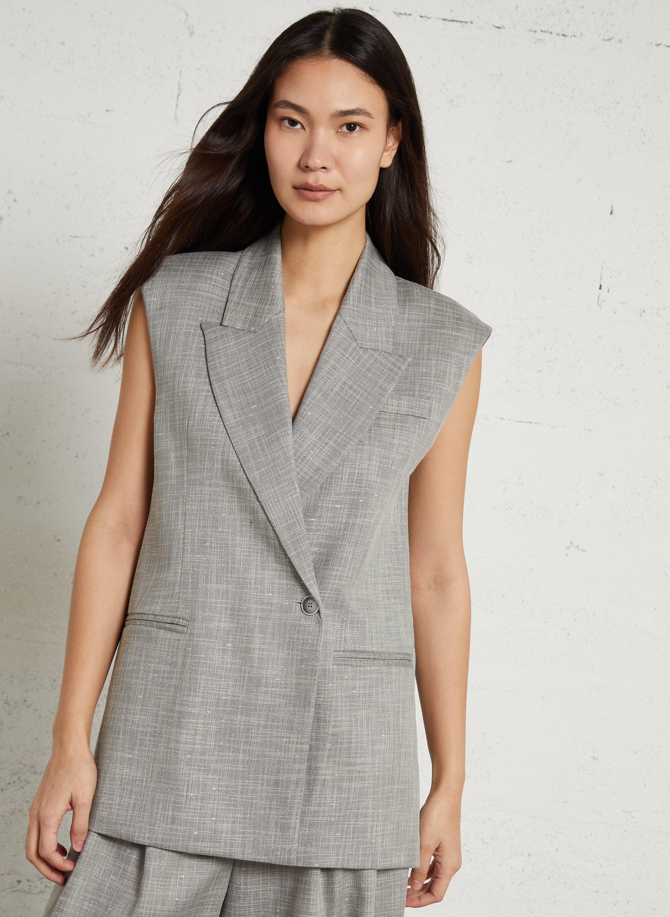 Sleeveless Printed Tailored Jacket IMPERIAL Silver
