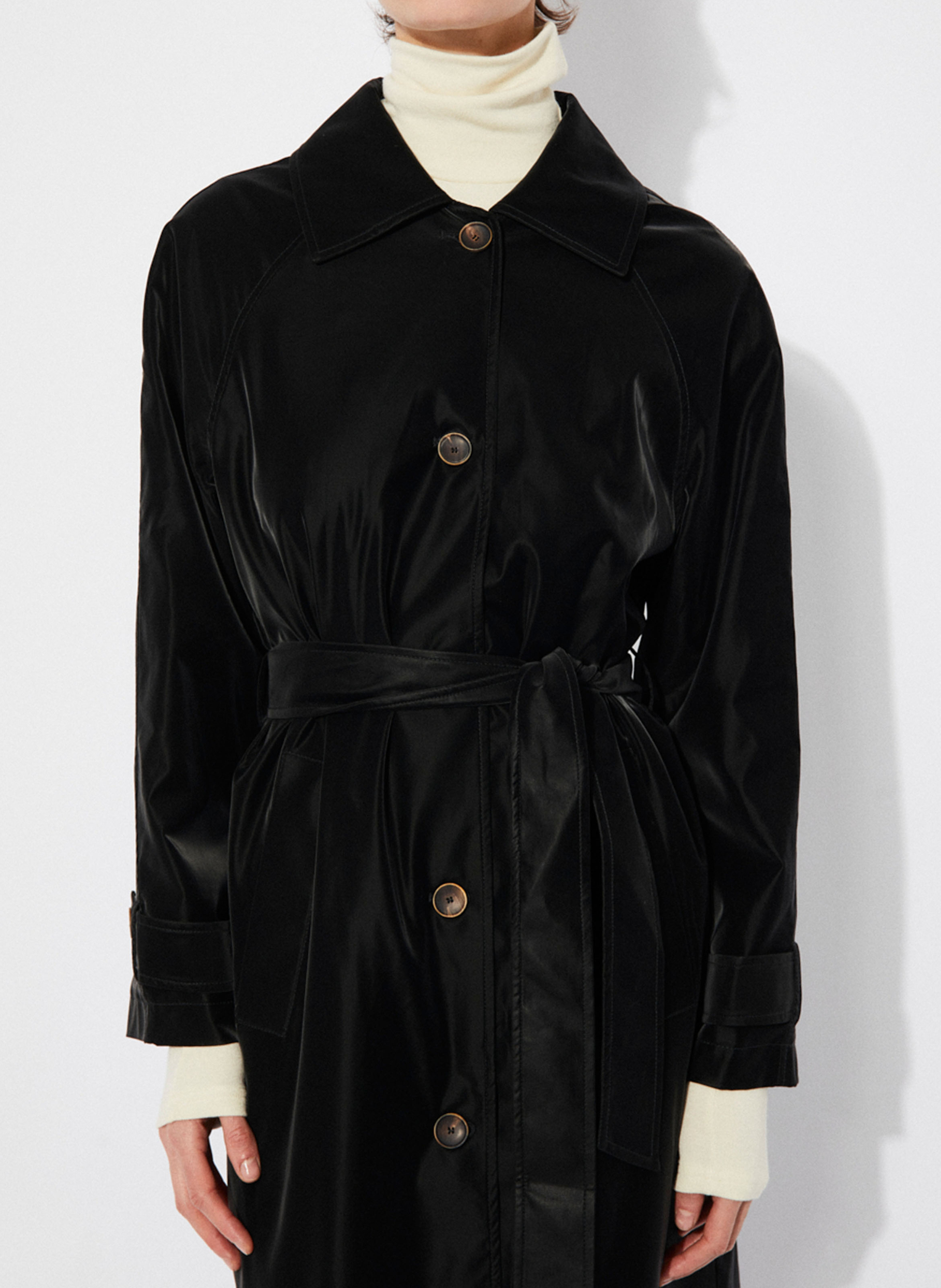 Long velvet trench coat RITA ROW Black