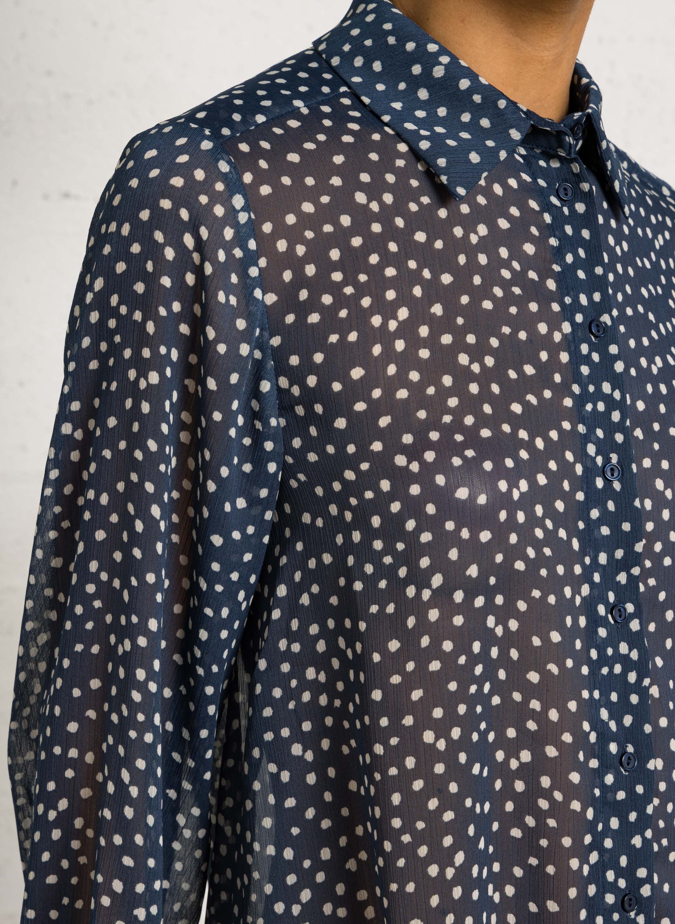 Chemise droite col classique en voile imprimé SUD EXPRESS Bleu