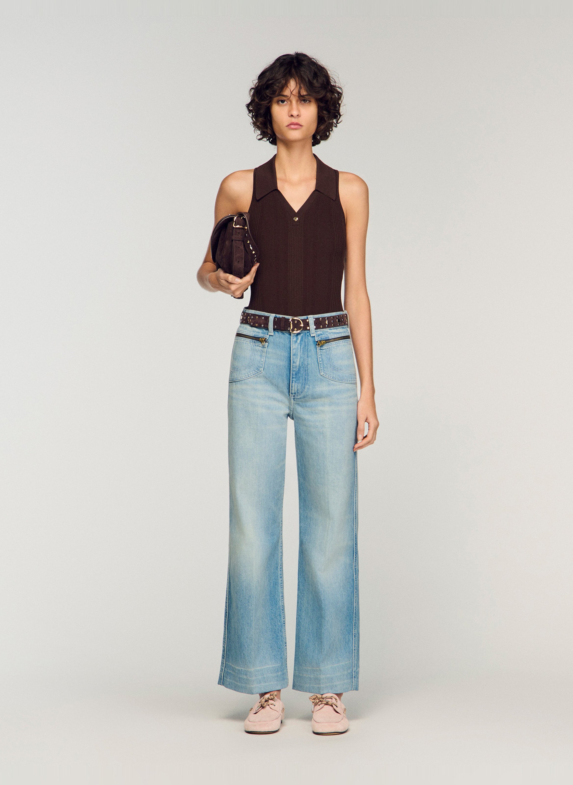 Rechte katoenen jeans SANDRO Blauw