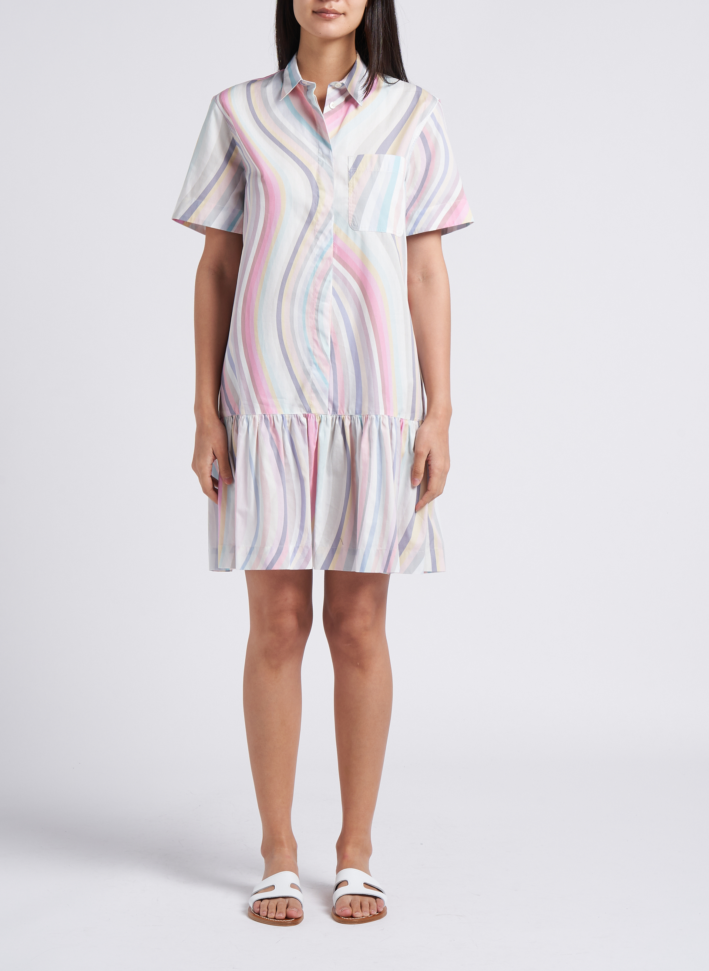 Kurzes Hemdblusenkleid aus Baumwolle mit Print PAUL SMITH Mehrfarbig