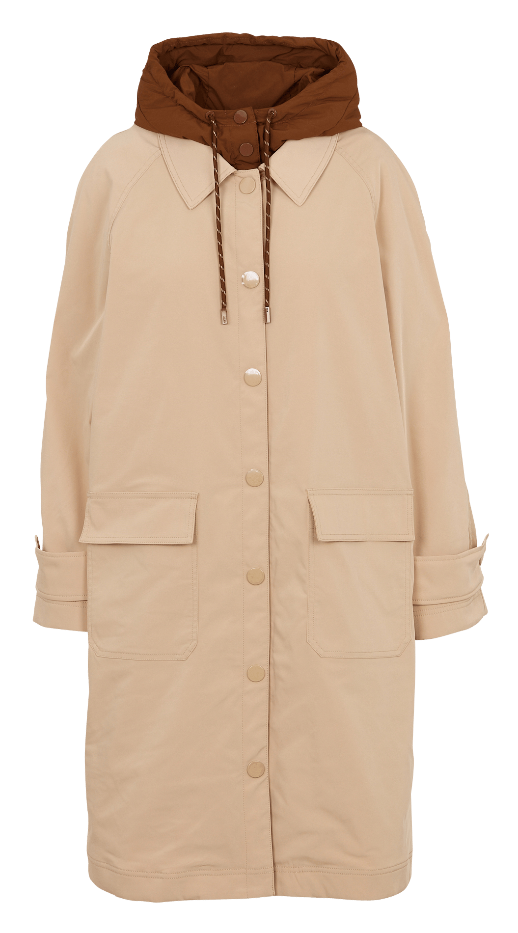 Langer Trenchcoat mit abnehmbarer Kapuze ZAPA Beige