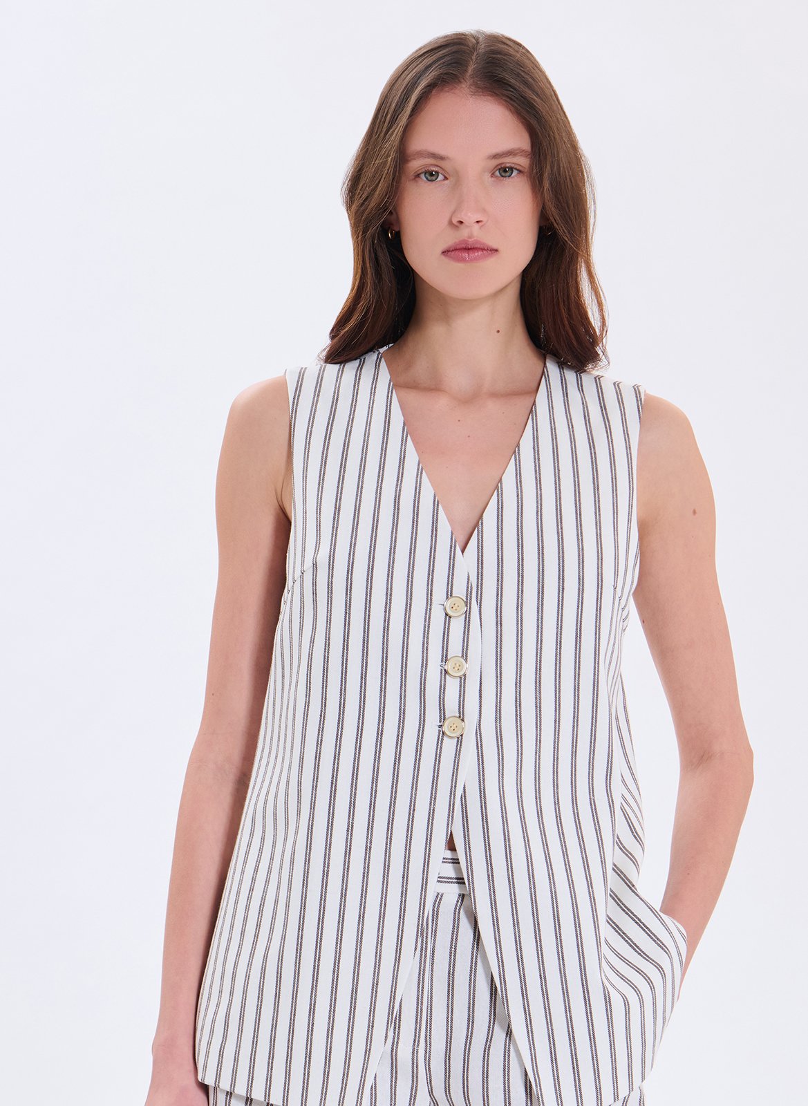 Gilet évasé en coton mélangé ZAPA Blanc