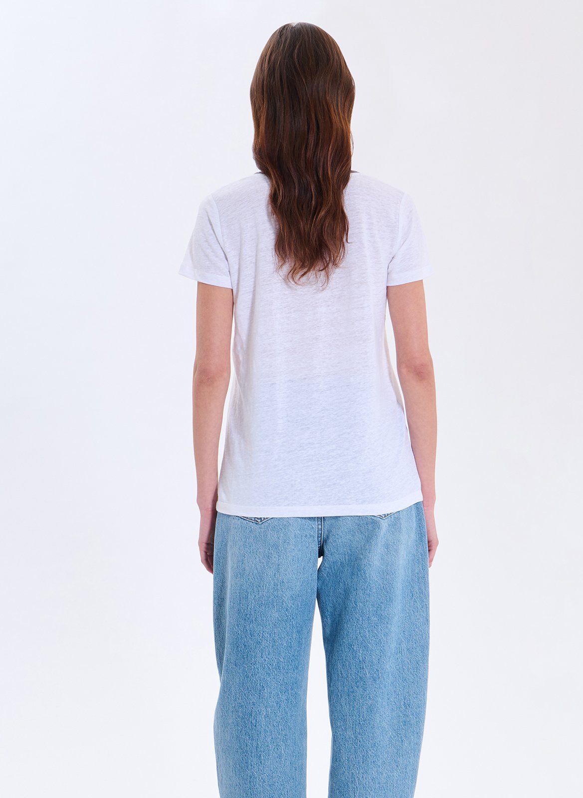Fine linen V-neck sweater ZAPA White